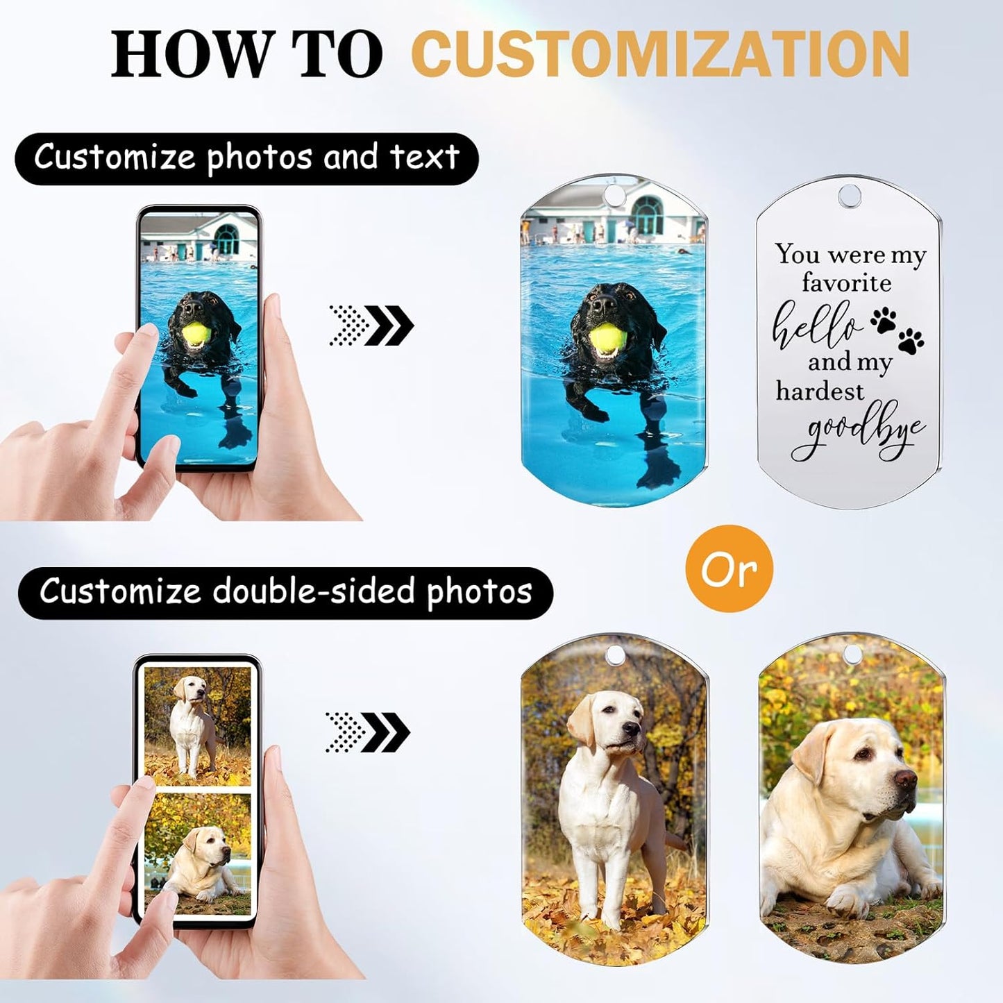 Funnylife Personalized Dog Memorial Photo Keychain Stainless Steel Custom Pet Memory Keychain Loss of Dog Sympathy Gifts