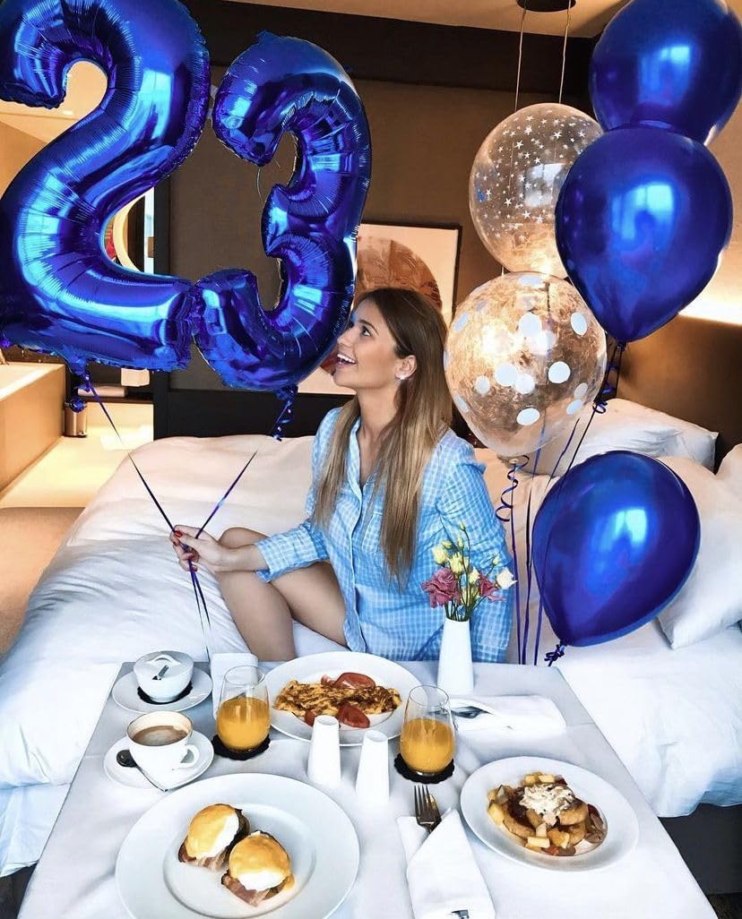 40 Inch Night Blue 3 Large Number Balloon, 3 13 23 30 33 36 Night Blue Birthday Party Decorations, Number Three Foil Balloons for Anniversary Party Graduations Celebration Supplies