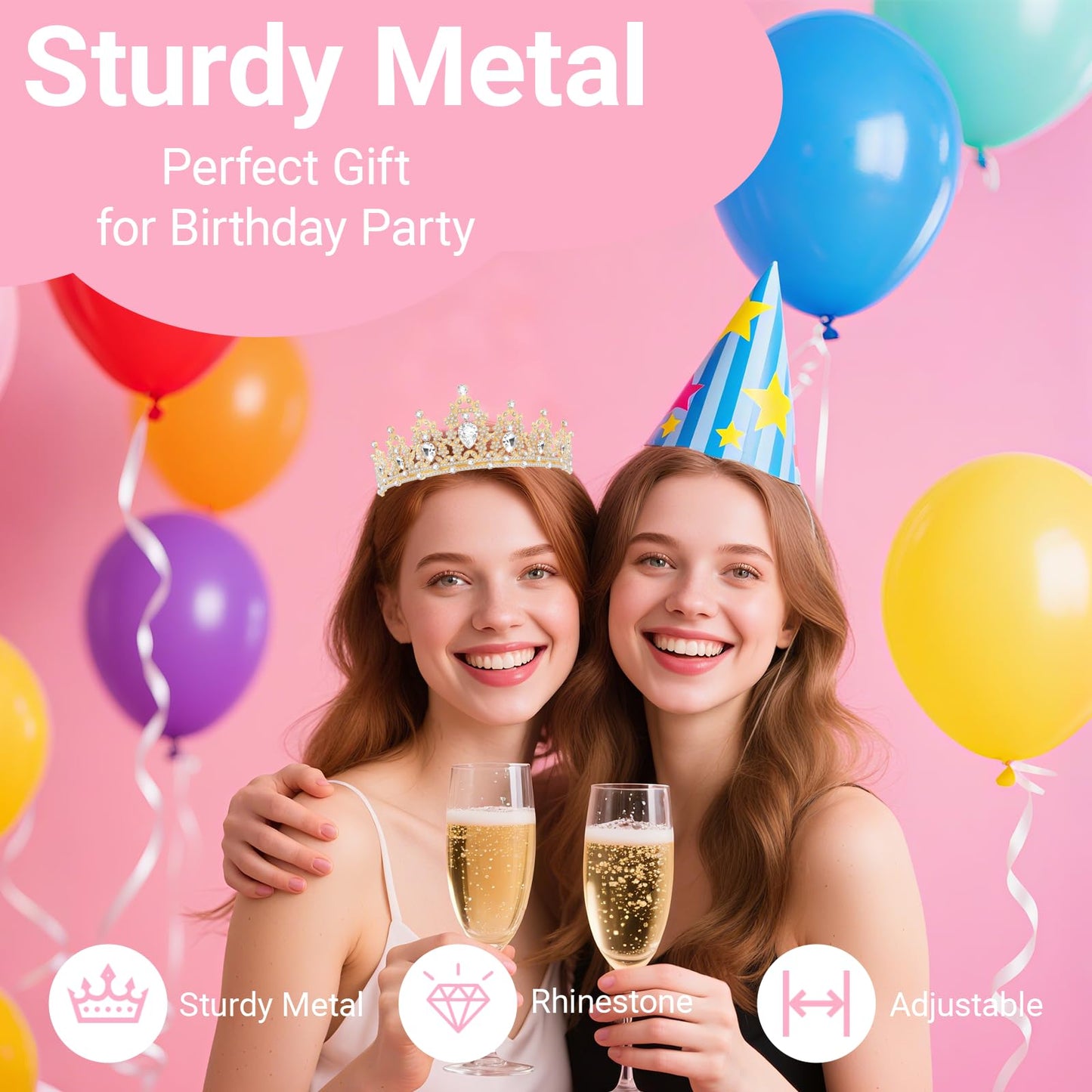 Papoopy Birthday Tiara and Crown with Sash, Birthday Tiara for Women Party