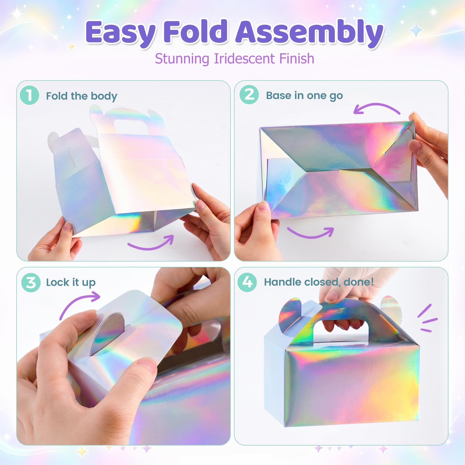 VGOODALL 16PCS Iridescent Gable Favor Boxes, 6.1 X 3.3 X 3.5 inches