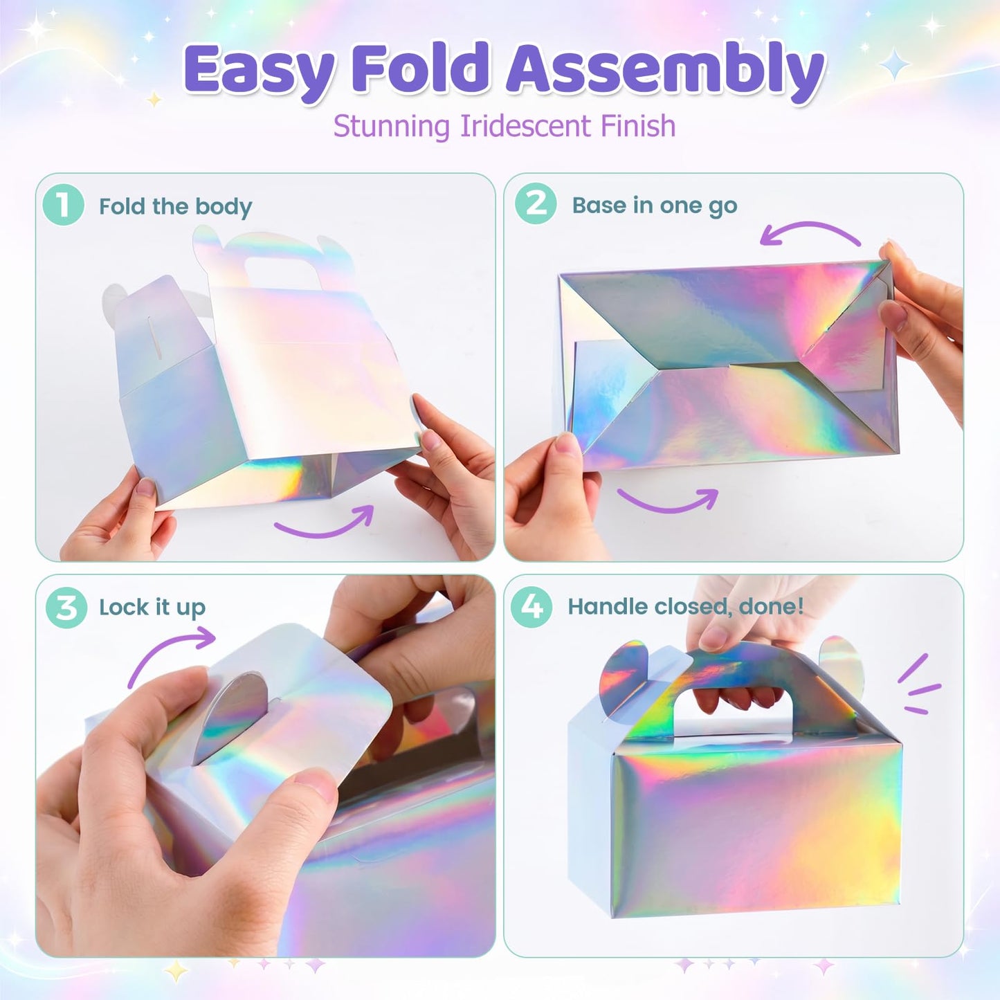VGOODALL 16PCS Iridescent Gable Favor Boxes, 6.1 X 3.3 X 3.5 inches