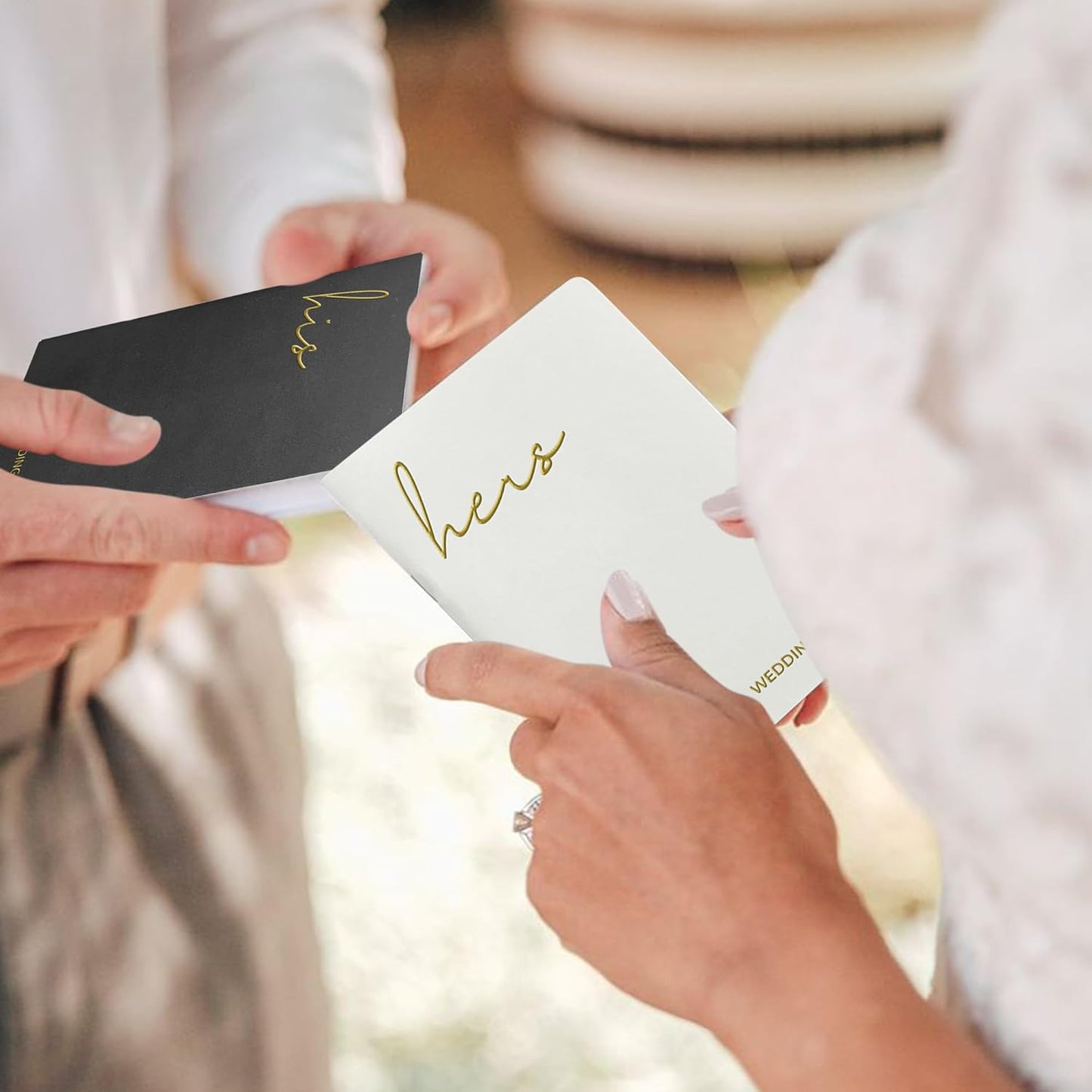 Vow Books His and Hers Wedding Vow Books with Soft Touch Gold Foil Engraving Wedding Essentials Wedding Accessories(XZ-HH-Black)