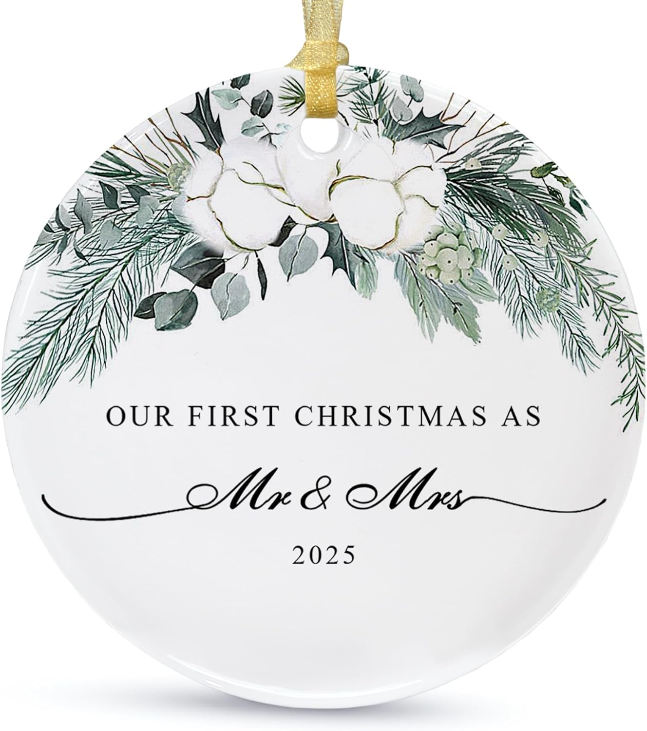 2025 First Christmas Married Ornament,First Year as Mr and Mrs Christmas Hanging Ornament Wedding Decoration for Couple