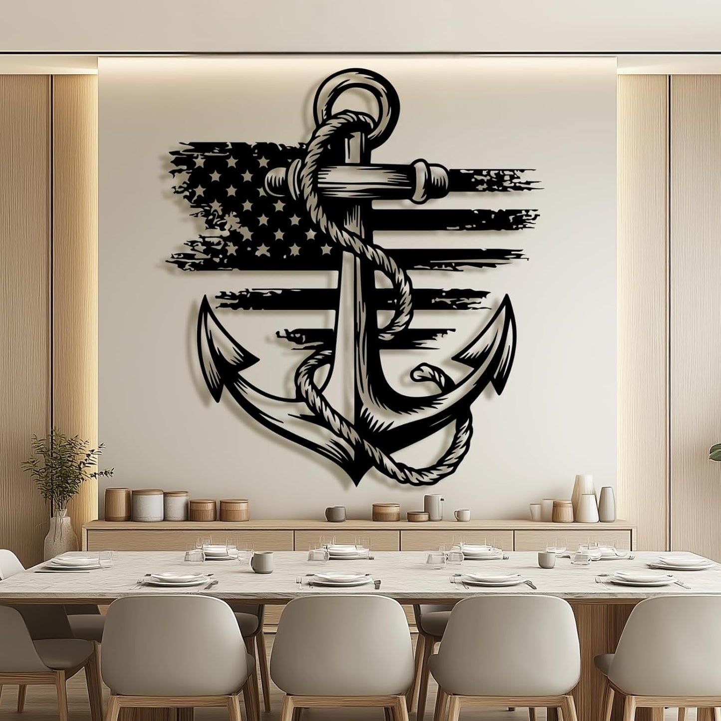 lunwall Metal Anchor Wall Decor, Anchor Metal Sign, Metal Anchor Decor, Anchor Metal Wall Art, Metal Nautical Wall Decor, Metal Wall Decor Coastal, Anchor Wall Decor (white, 39L x 36W / 100 x 91 cm)