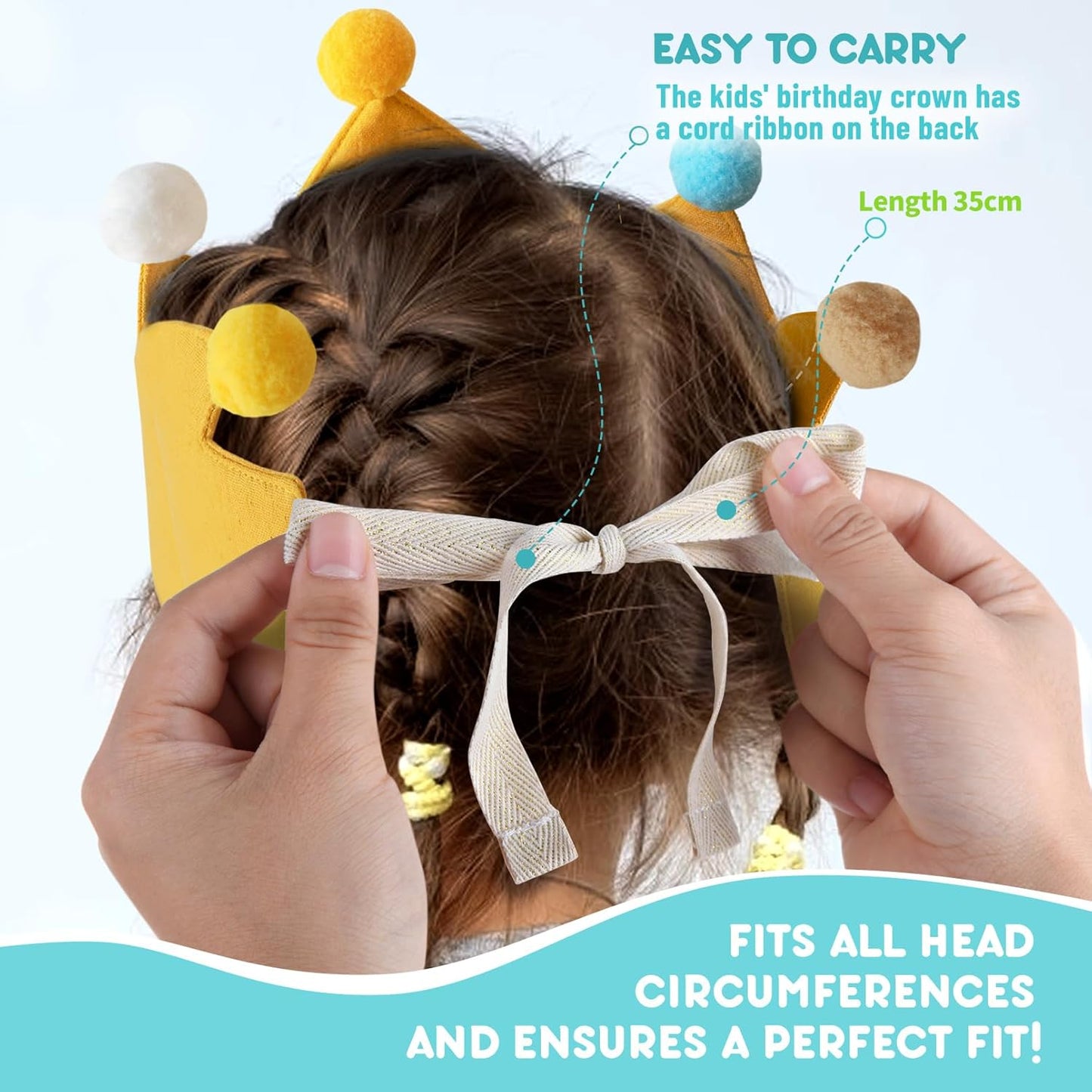 Reusable Birthday Crown with Numbers,Kids Birthday Hat Fabric Crown Pertain Kids Boy Toddler Girl Baby Bday Hats