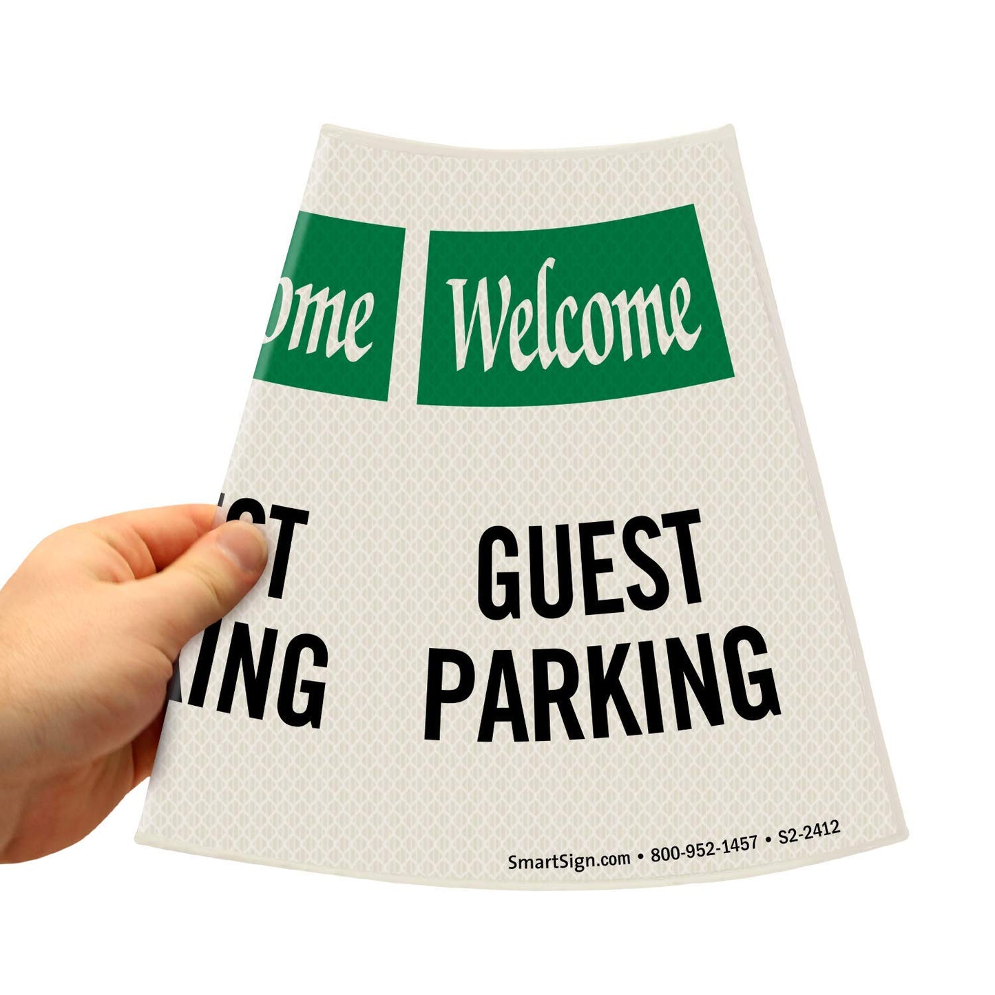 SmartSign 6-Pack "Welcome - Guest Parking" Reflective Cone Message Sleeve Collar, 360-Degree Visibility, Non-Adhesive Vinyl Signs for Traffic Safety Cones, 3-Side Print [Cone Not Included]