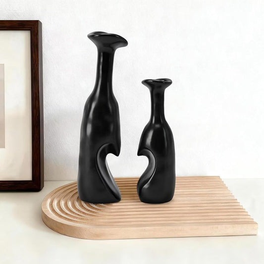 Heart Shaped Small Ceramic Vases Set of 2 Home Decor Boho Vase Modern Matte Flower Vase Minimalist Decorative Vase for Wedding Gift Dining Coffee Table Book Shelf Office Décor