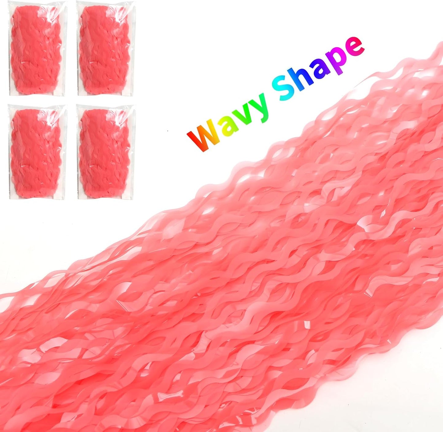 Wavy 4 Pack Watermelon Red Foil Curtain Backdrop - 3.3X.6.6ft Metallic Tinsel Foil Fringe Curtains Photo Booth Props for Birthday Wedding Engagement Holiday Celebration Party Decorations