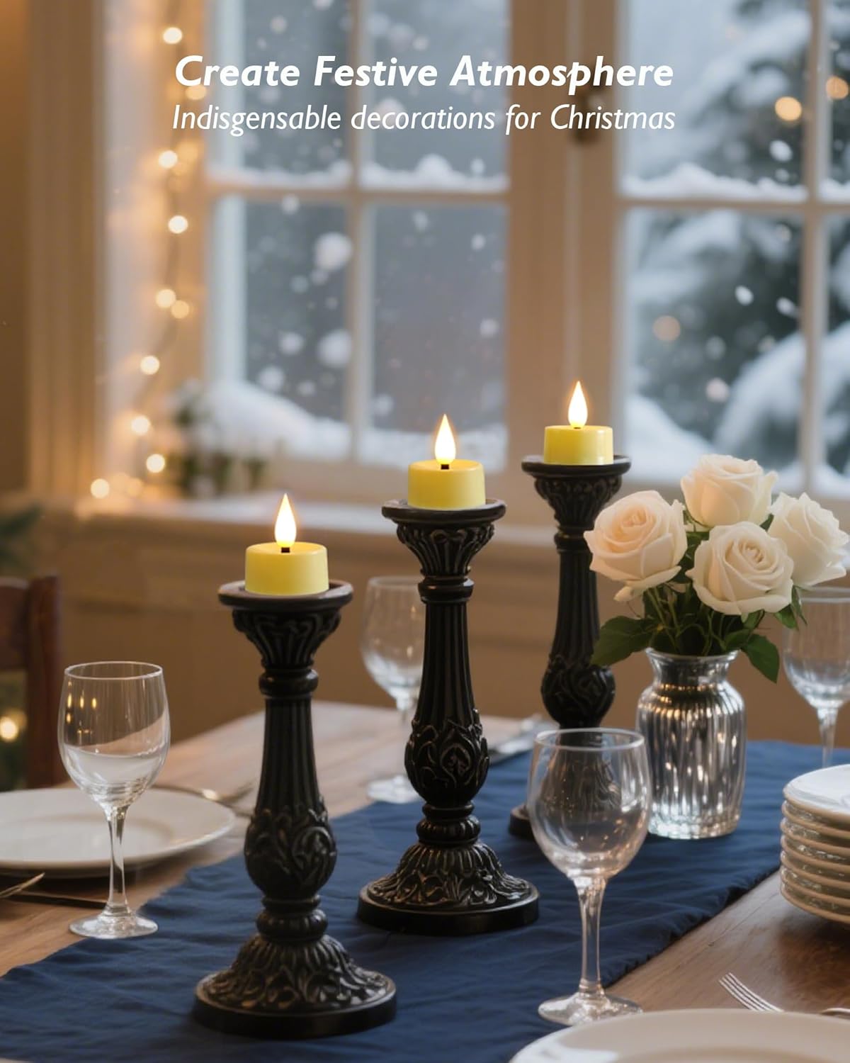 Amagic Flameless Timer Remote Tealights Candles, 3D Black Wick Flickering Tea Lights, 400+Hour Ivory Votive Candles Battery Operated, Set of 12 for Wedding Table Decor, Halloween, Christmas, Holiday