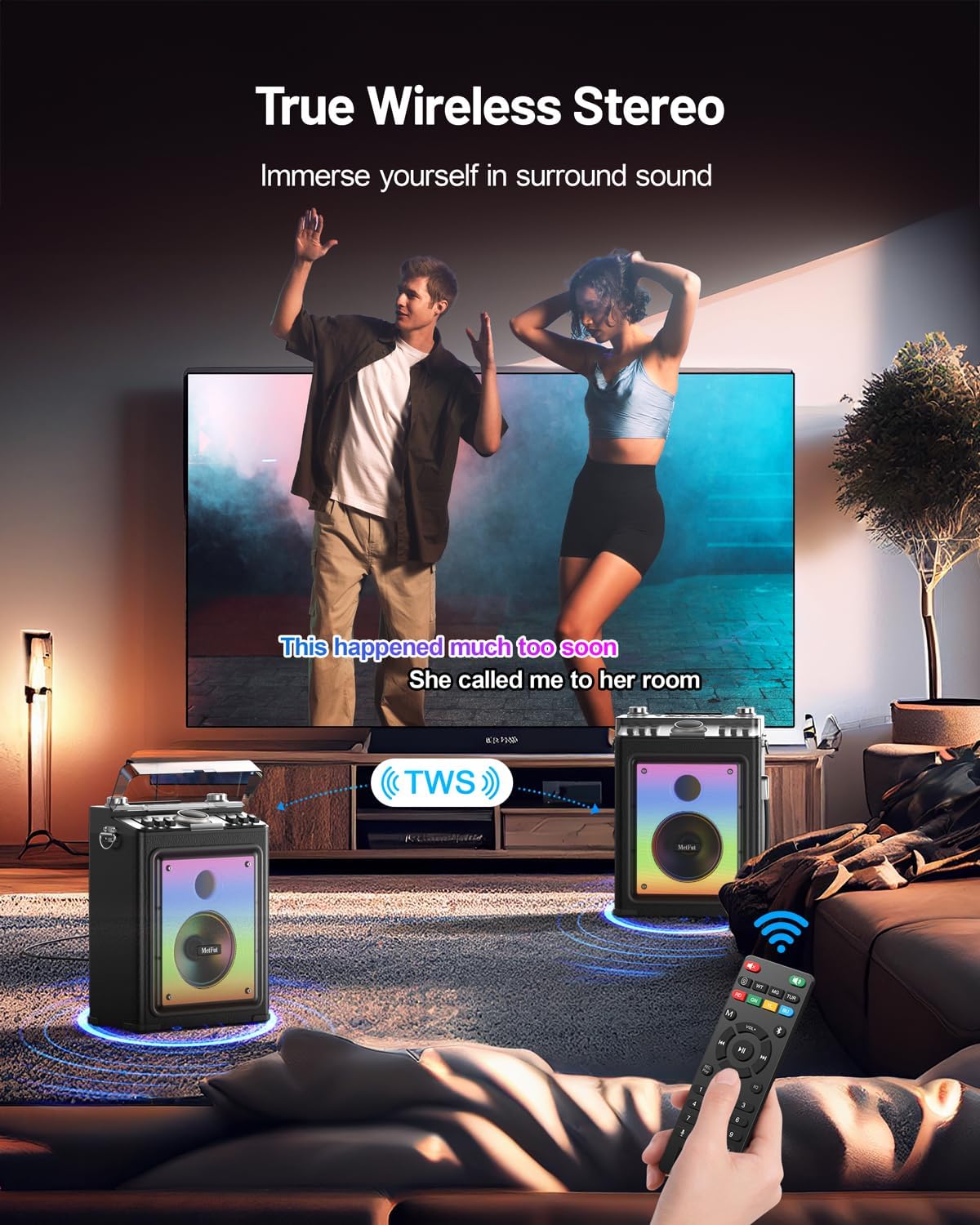 Karaoke Machine for Adults with 2 Wireless Microphones, Professional Bluetooth 5.3 Speaker, Portable Wooden Karaoke System with Bass/Treble Adjustable for Backyard, Home Party-Orange