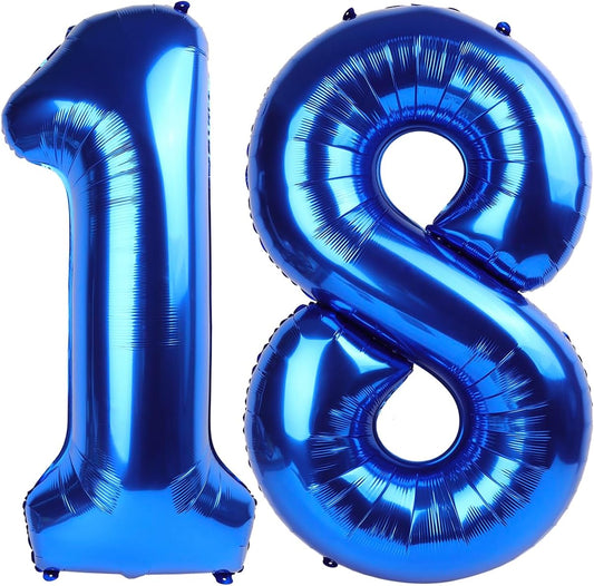 Giant Navy Blue 18 Balloon Number 40 Inch, 18 Number Balloons Birthday Supplies, 18 Year Old Birthday Party Celebration, 18 Balloons Graduations Anniversary Decorations