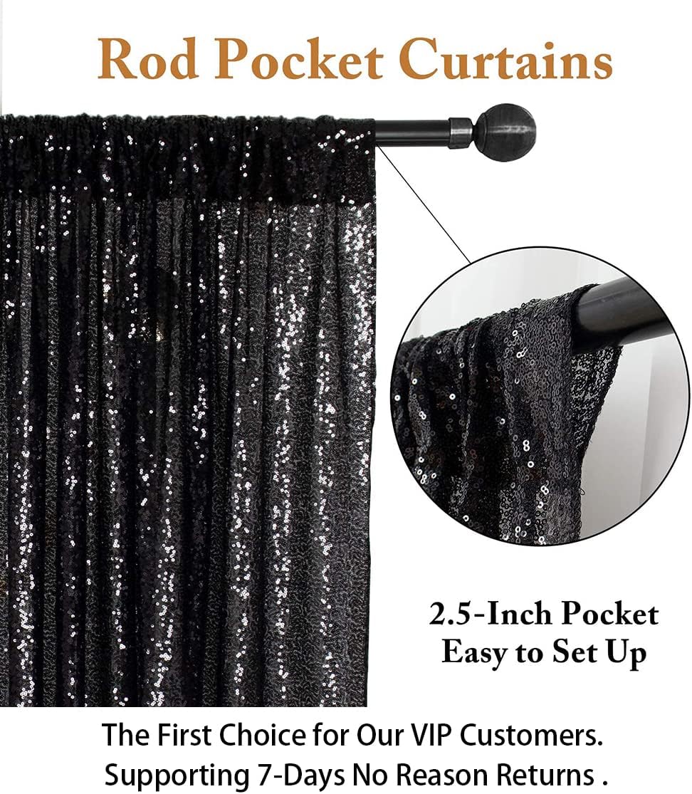 ShinyBeauty Sequin Backdrop- 5FTx10FT-Black-Sequin Photo Backdrop,Photo Booth Background,Sequence Christmas Backdrop Curtain