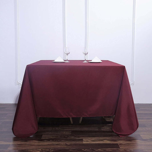 Efavormart 90" Square Polyester Table Overlay for Wedding Kitchen Dining Events - Burgundy