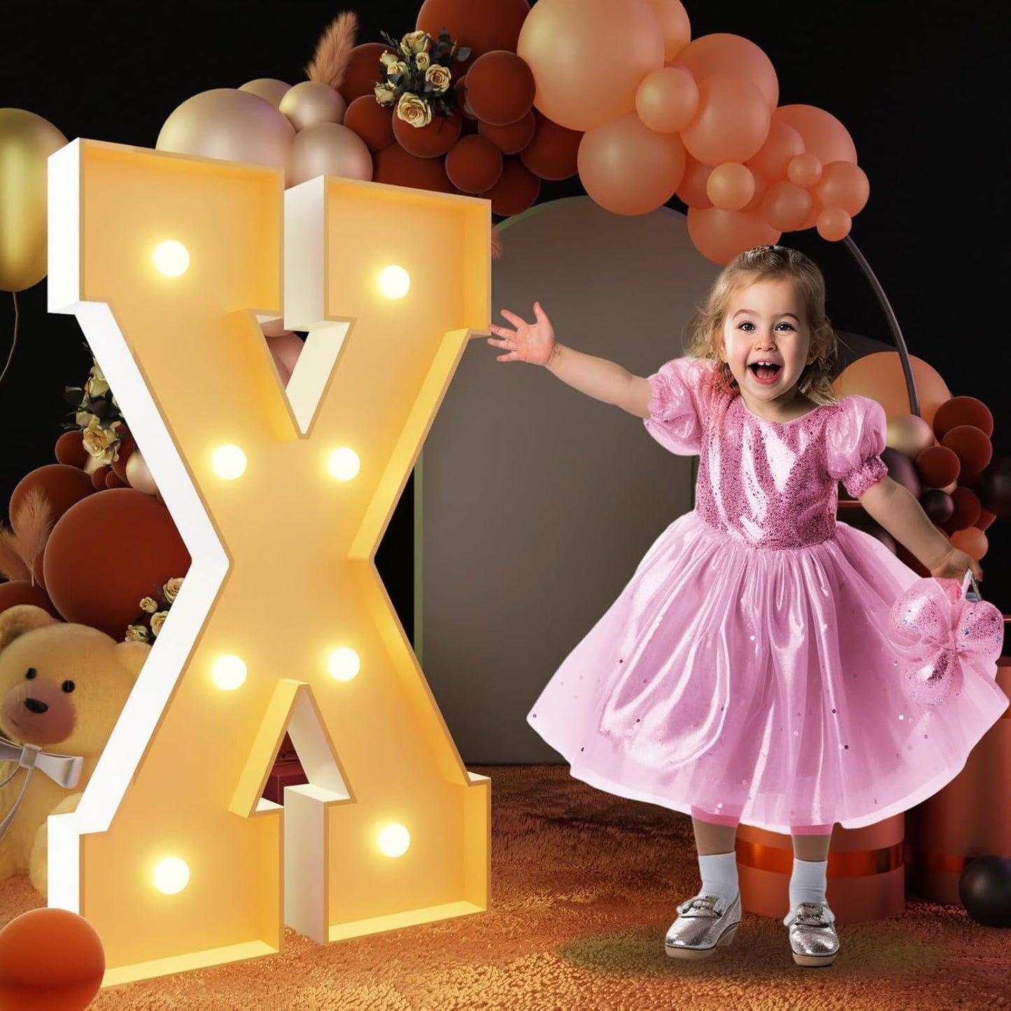 imprsv 3FT Block Marquee Letters Light Up Letters for Birthday Baby Shower Party Backdrop Decor, Large Light Up X for Wedding Decorations Engagement Party Decorations