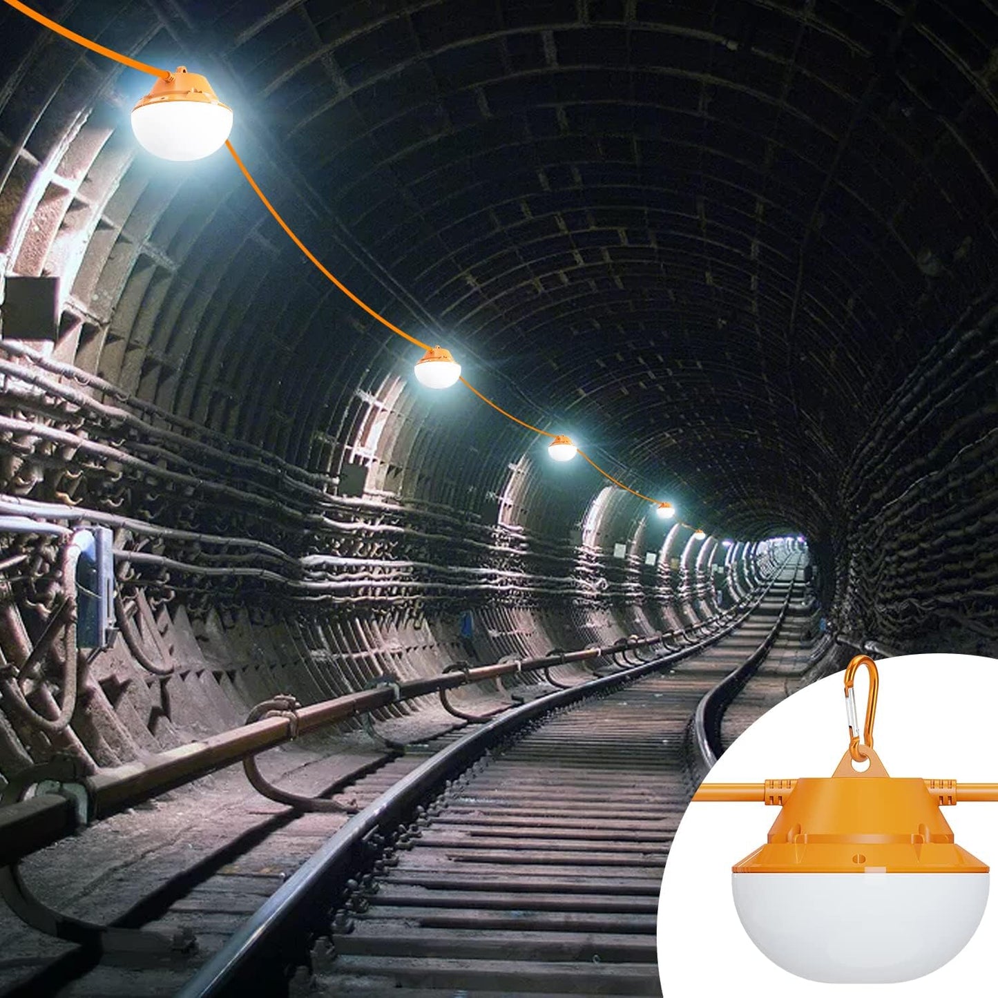 120FT Construction String Lights 180W String Work Light for Construction Jobsites, 18000Lumen Temporary Construction Work Lighting for Wide Application