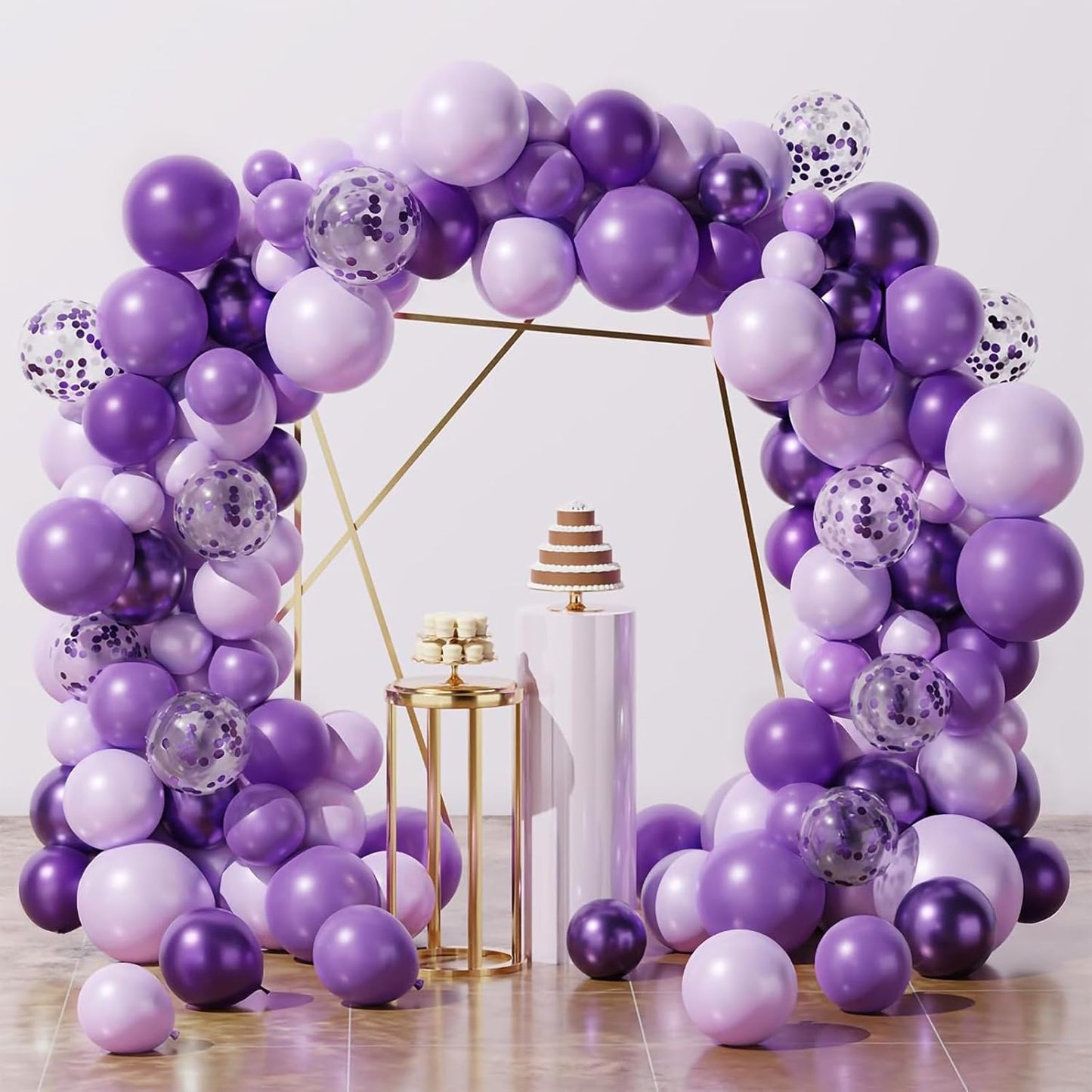 Netnology Purple Balloons Set, 60Pcs 12 Inch Lavender Purple Lilac Confetti Metallic Balloon Kit for Birthday Baby Shower Bridal Shower Wedding Graduation Party Decorations