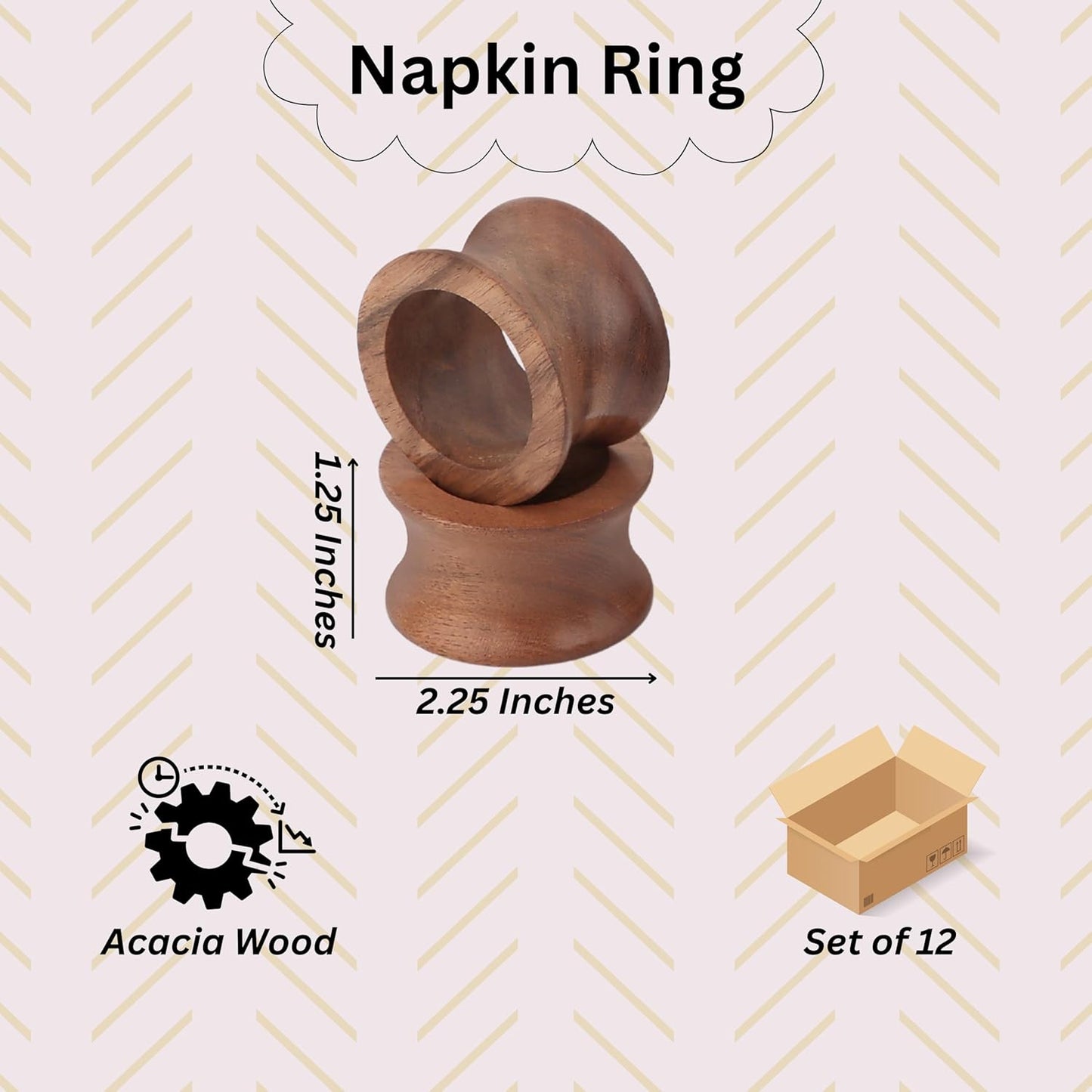 Wooden Napkin Rings Set of 12 Fall Decor for Home Round Acacia Wood Napkin Holders for Dining Table Settings Wood Napkin Ring Rustic Table Décor for Weddings, Parties, and Everyday Use - CLEENTABLE