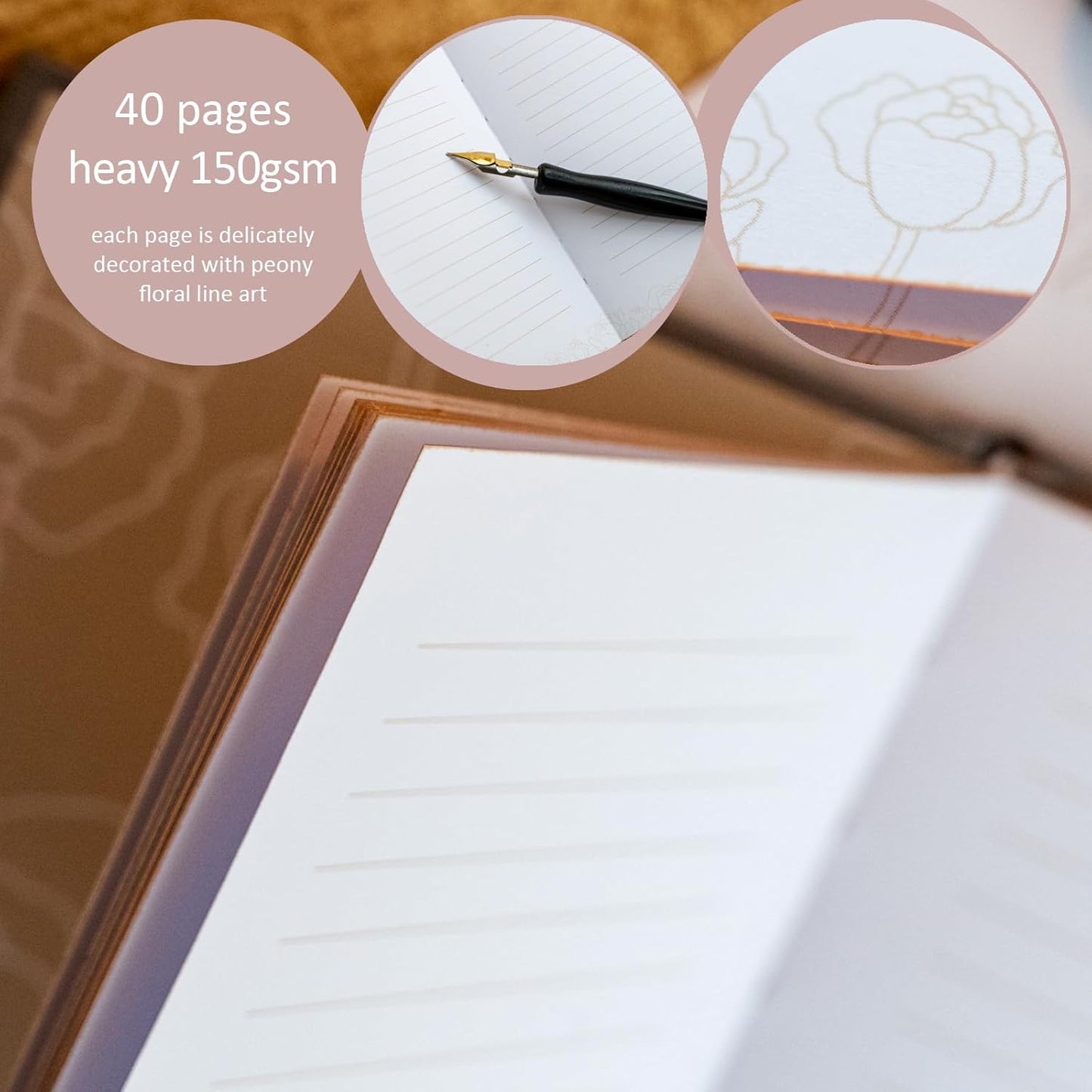 GSM Brands Wedding Vow Books His and Her Hardcover, Ivory Pages, Gold Foil Embellishments 2Pcs (3.9 x 5.5, 40 Pages Each) Includes Ribbon Bookmark