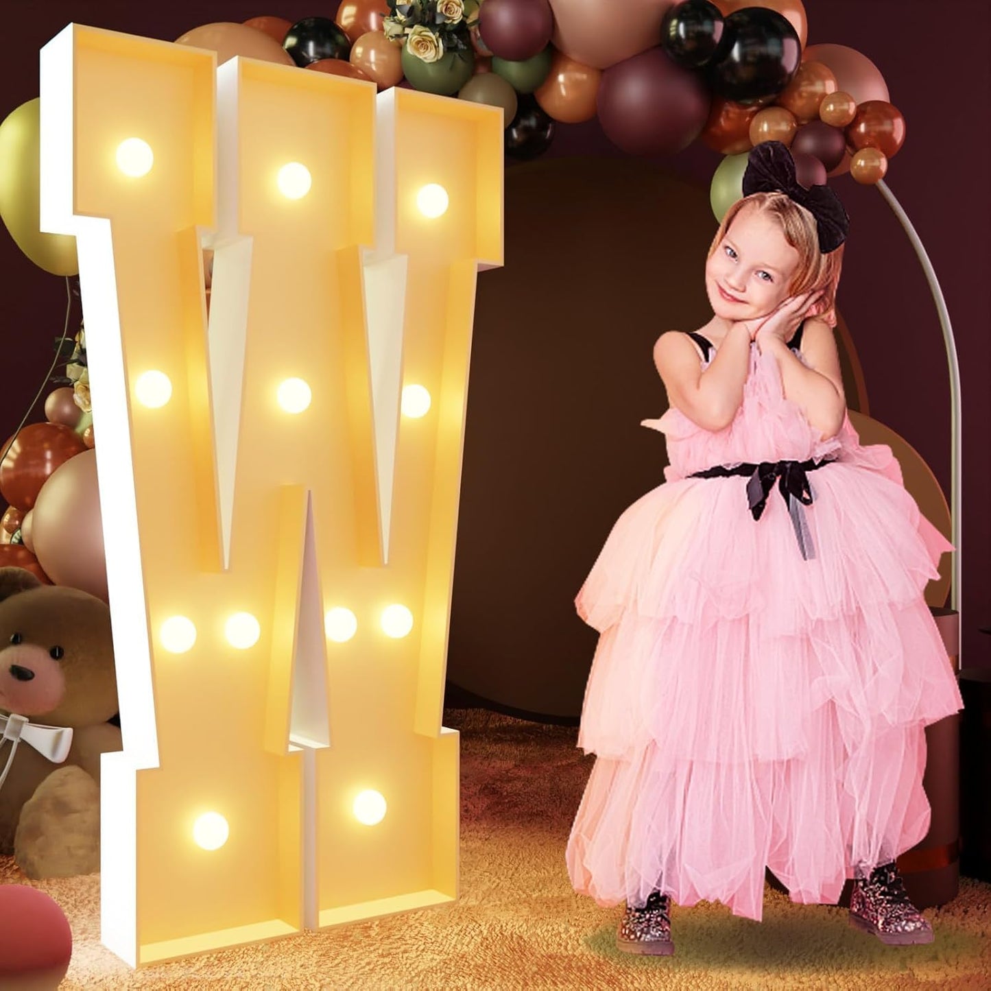 imprsv 4FT Marquee Letters Large Light Up Letters for Birthday Party Decor Wedding Decorations, Marquee W for Party Decoration Large Signs Arch Kit Decorations