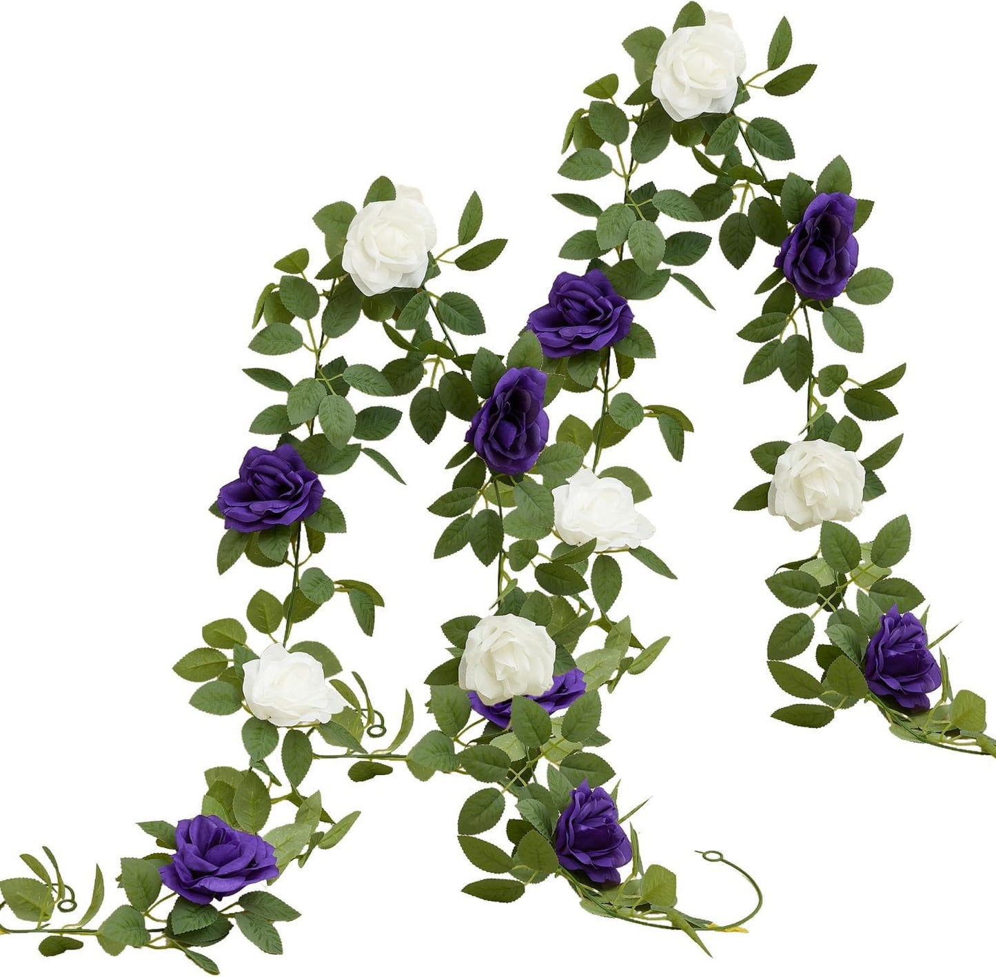 Carlita's Blooms Artificial Rose Garlands Purple Rose Vines Leaves Banners Hanging Floral Garland Fake Flower Vine Wall Decorations