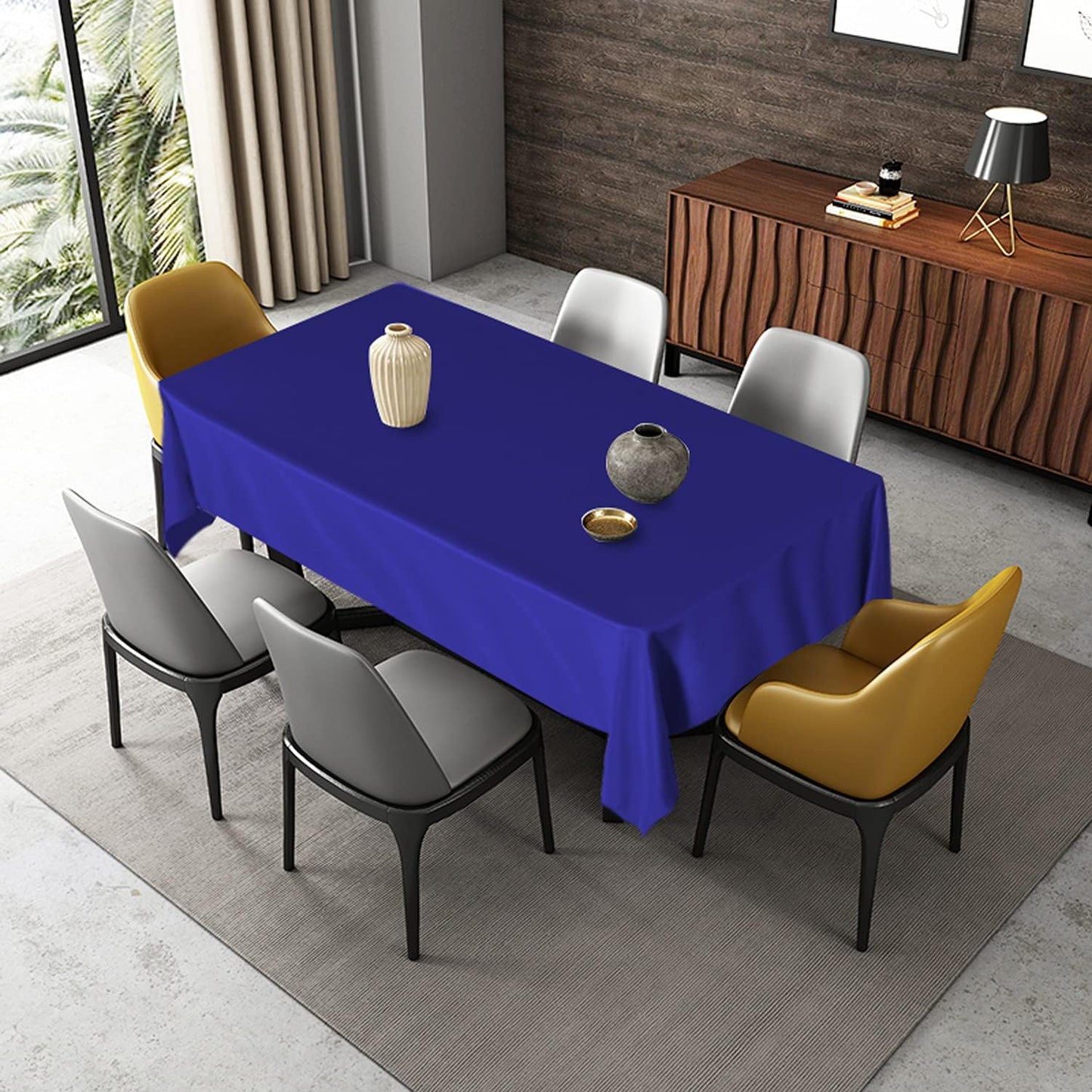 Fitable Rectangle Tablecloth Stain and Wrinkle Resistant Washable Polyester Table Cloth for Buffet Parties and Camping (60x120 inch, Sapphire)