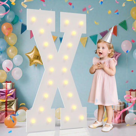 4FT Marquee Light Up Letters - Large Marquee Letters 4 Feet Tall for Birthday Party Decorations, Big Letter for Wedding Event Marry Me Baby Shower Bridal Shower, Letter X