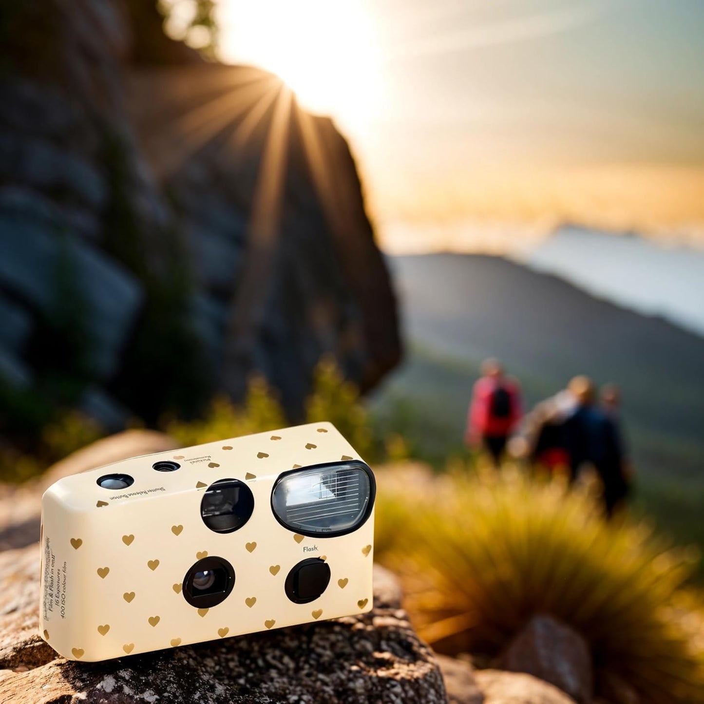 Weddingstar Disposable Camera with Flash - Single Use 35mm Film Camera for Wedding or Party Favors - Gold Hearts