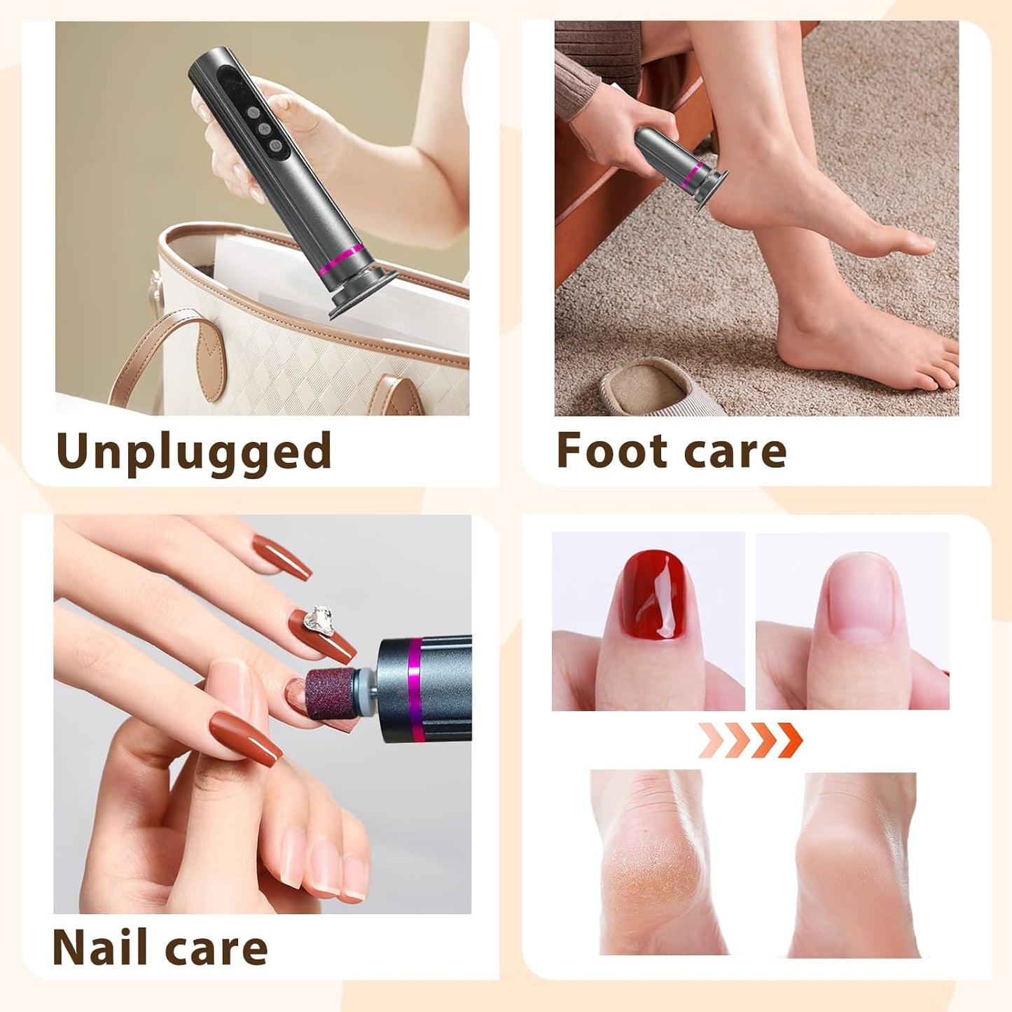 Electric Foot Callus Remover - 2 in 1 Electric Foot File,Adjustable Speed Foot File with Sandpaper Discs & Grinding Heads, 9 Speeds Callus Remover for Feet, Pedicure Tools for Valentine's Day Gift