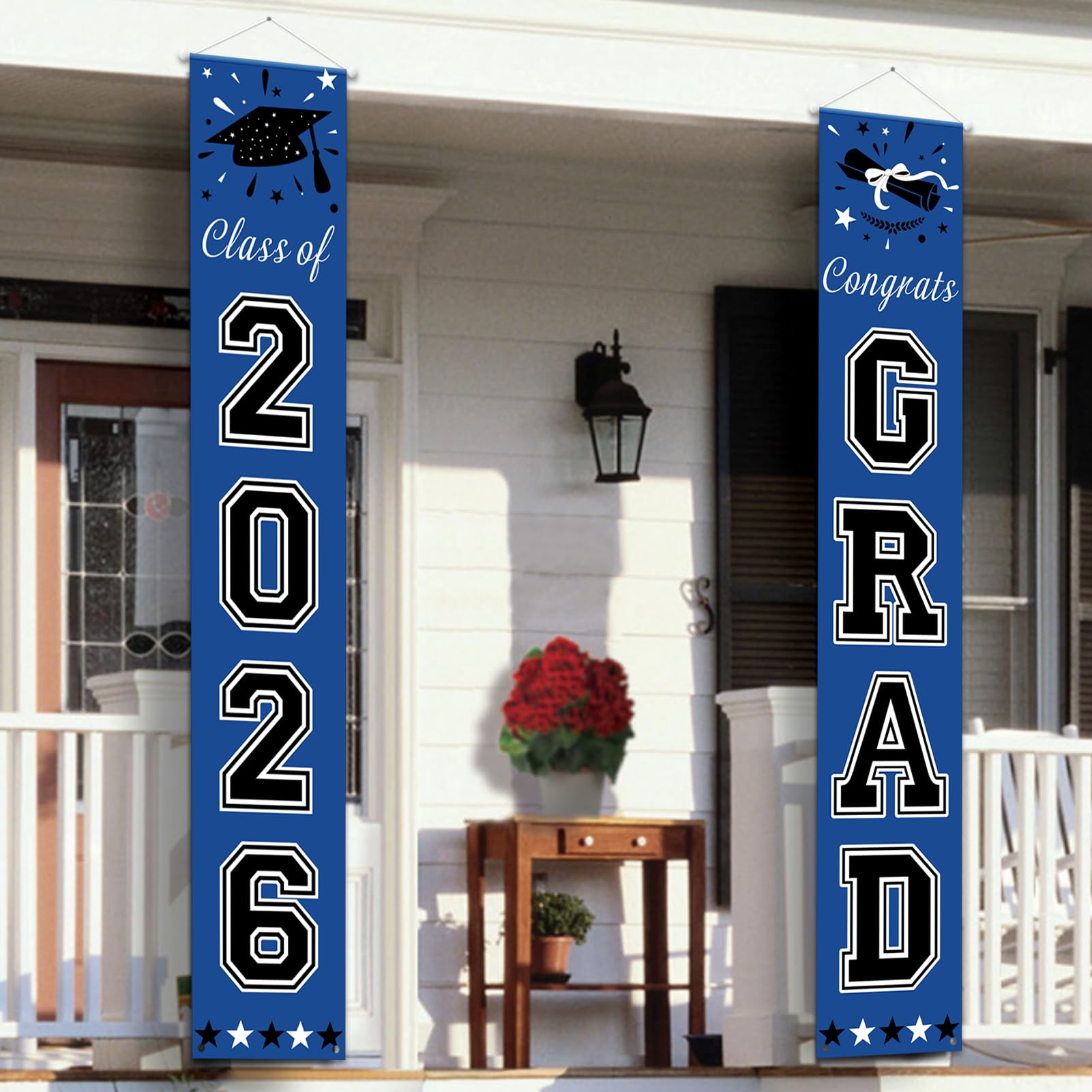 DAZONGE 2026 Graduation Decorations Blue, Congrats Grad Porch Banner for Any Schools or Grades 2026