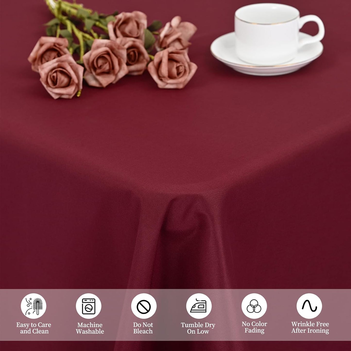 12 Pack Burgundy Tablecloths for Rectangle Tables 60 x 102 Inch Polyester Tablecloth 6 Foot Rectangle Table Cloth Wrinkle Resistant Washable Fabric Table Cover for Party Wedding Banquet Events