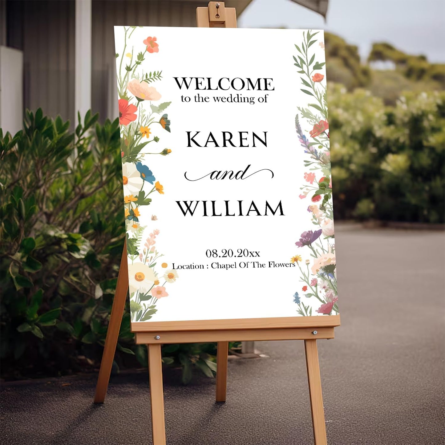 Personalized Wildflower Wedding Welcome Sign, Floral Personalized Sign for Reception, Printed Wedding Decoration