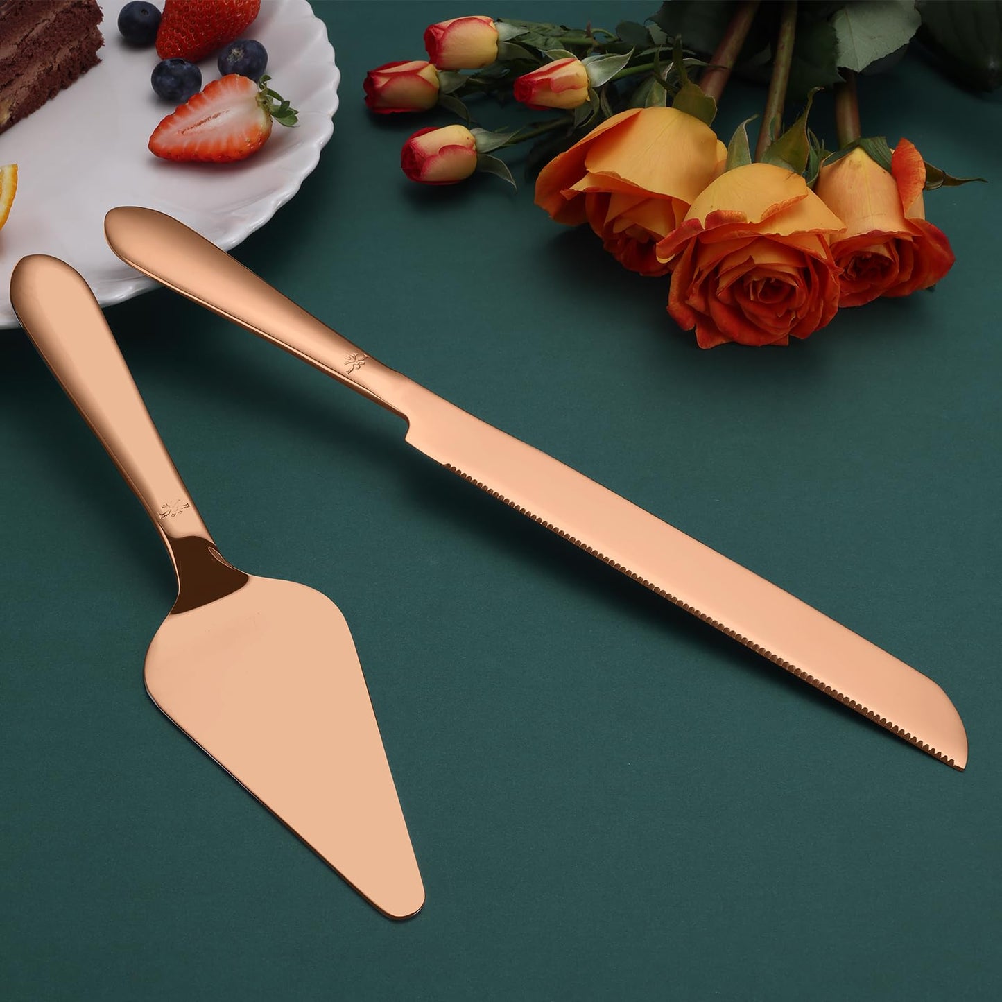 Wedding Cake Knife and Server Set, Integral Stainless Steel Longer Cake Cutter and Wider Pie