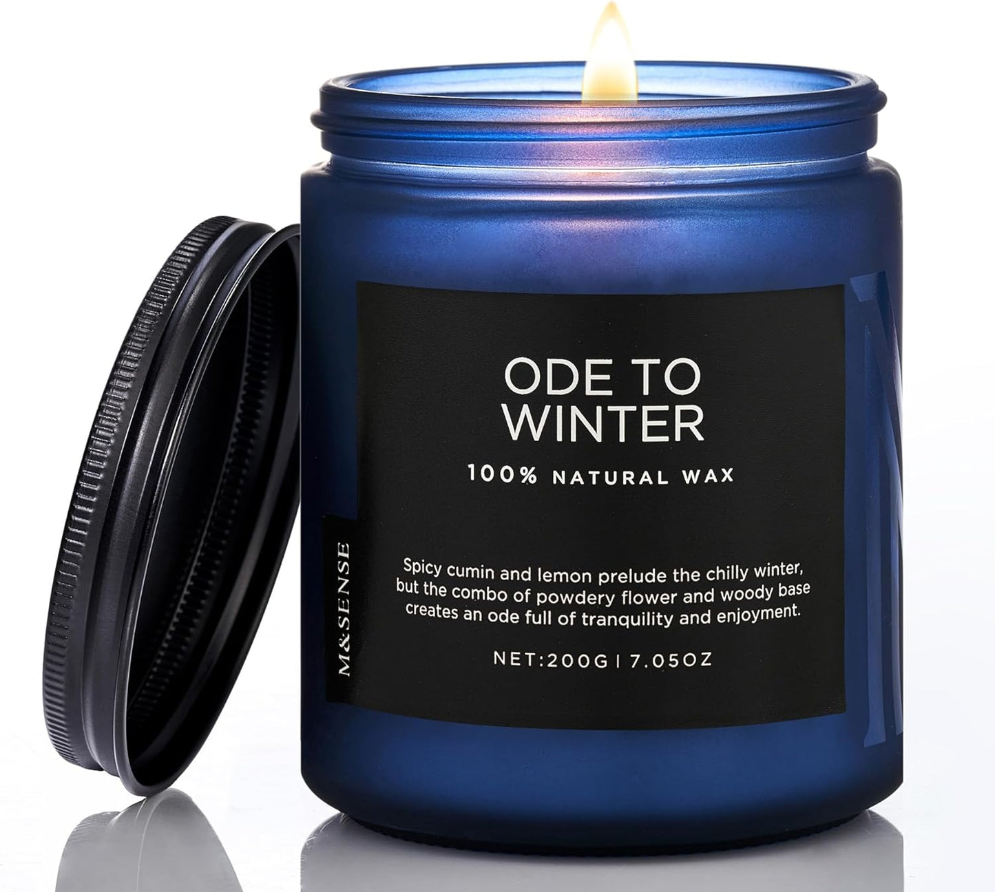 M&SENSE Ode to Winter - Lavender & Sandalwood Scented Candle for Relaxing Natural Soy Wax Non Toxic Cotton Wick Winter Scent, 7.05oz Up to 50 Hours Burn Time Gifts for Home