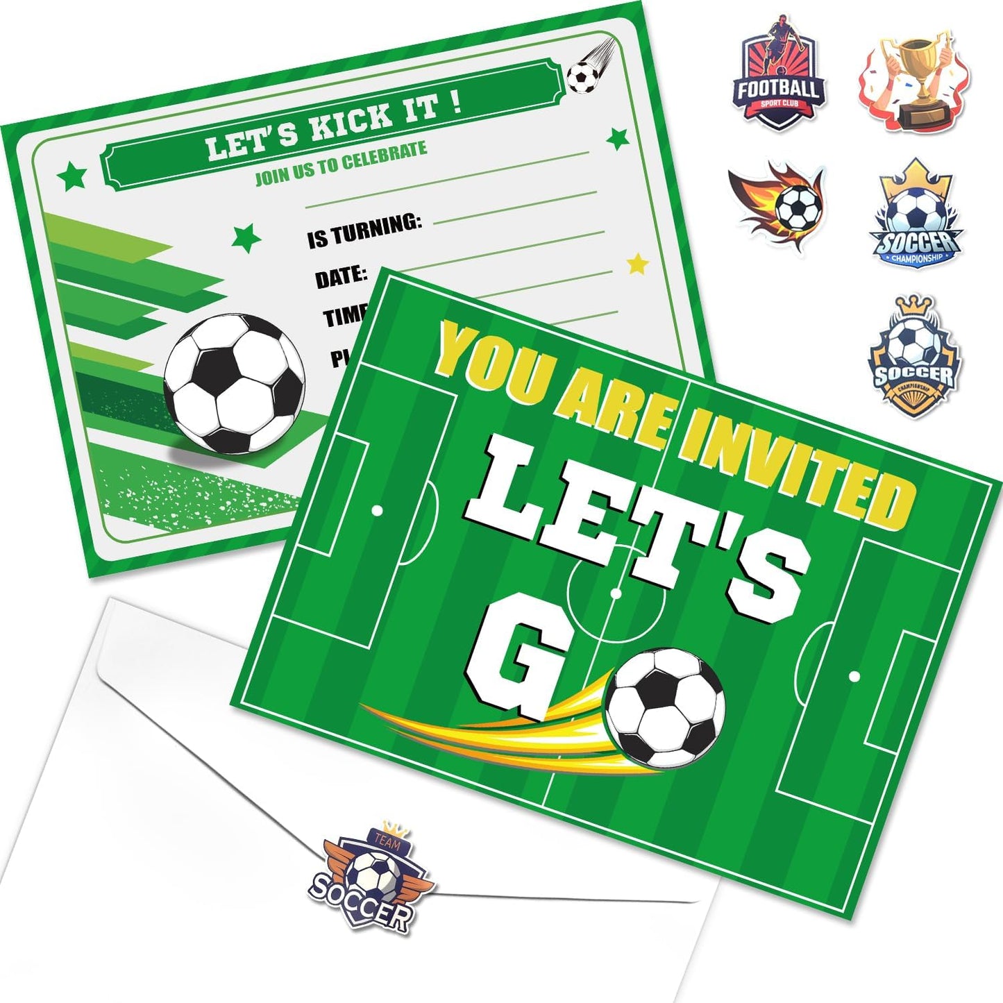 PTECDROTS 20Pcs Soccer Party Invitations Sets with Envelopes Soccer Favors Birthday Invitation