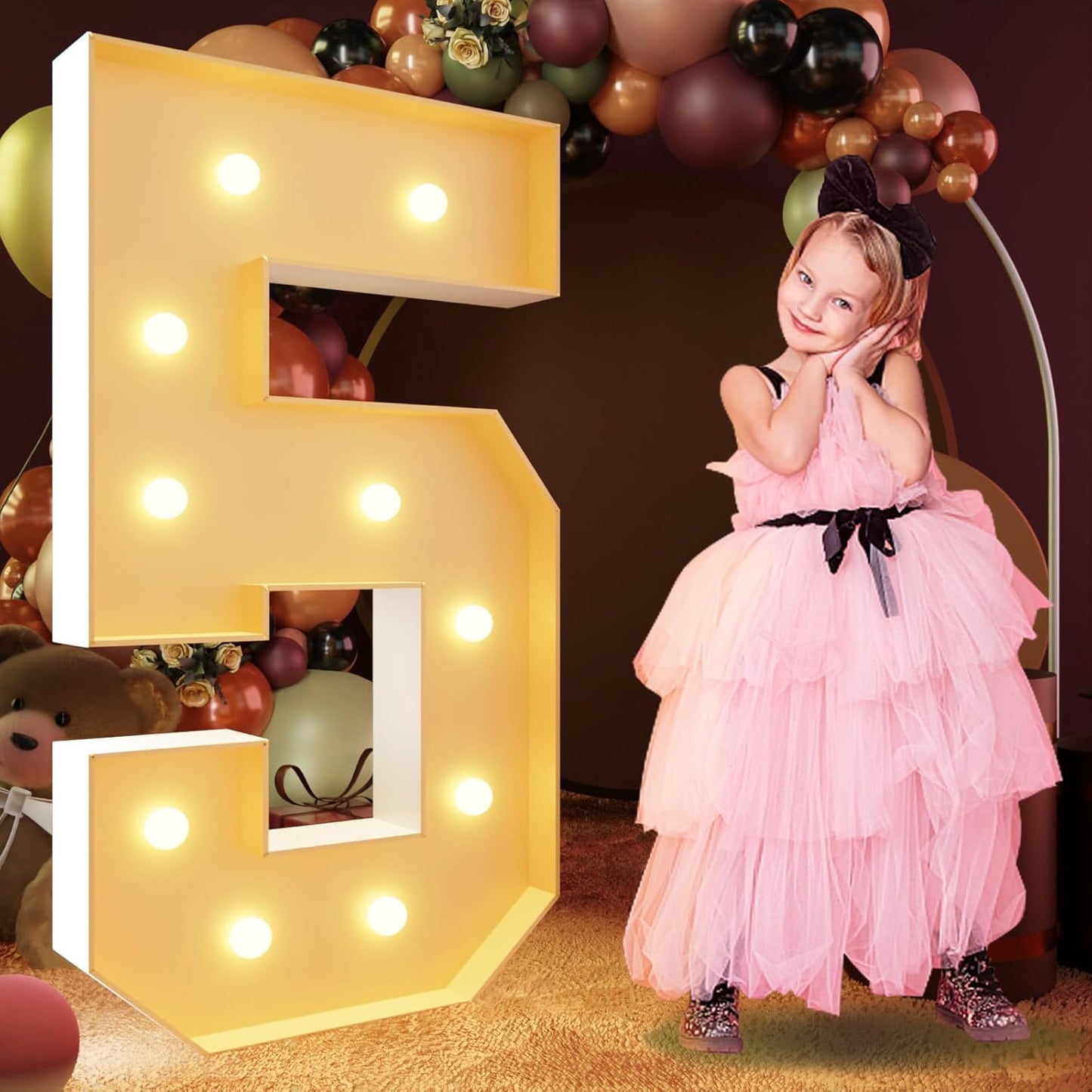 imprsv 4FT Marquee Numbers, Light Up Numbers 5 for 15th 50th Birthday Decorations, Large Light Up 5 Anniversary Party Deco, Pre-Cut Foam Board Kit