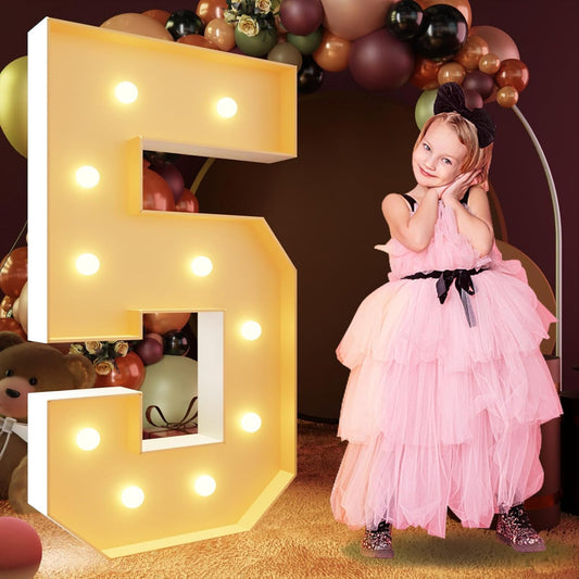 imprsv 4FT Marquee Numbers, Light Up Numbers 5 for 15th 50th Birthday Decorations, Large Light Up 5 Anniversary Party Deco, Pre-Cut Foam Board Kit