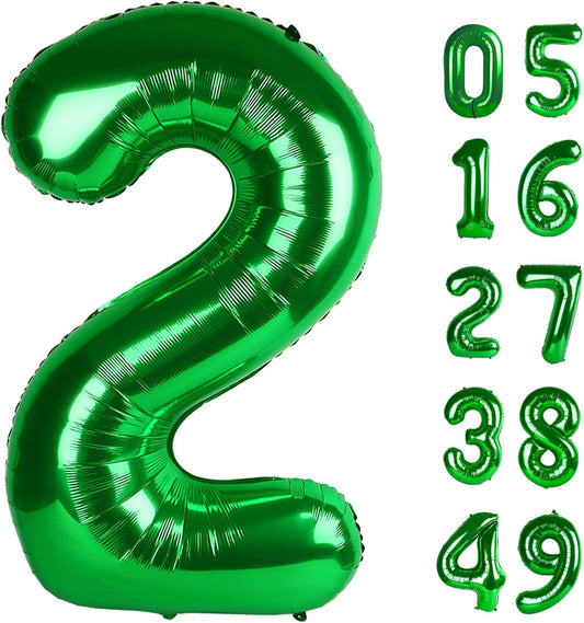 Green 40 Inch Big Number Balloon Birthday Decoration, Number 2 Helium Balloon 12 20 22 23 24 26 2025 New Years Celebration, Boy Girl Baby Anniversary Party Graduations Supplies Decorations