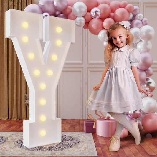 imprsv 4FT Marquee Light Up Letters for Birthday Party Decorations Marquee Letters for Marry Me Wedding Event Baby Shower Anniversarty Party Decor,Letter Y