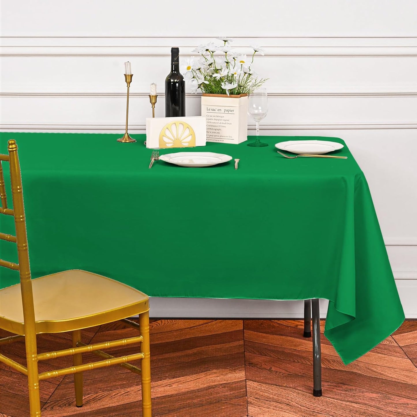 10 Pack Green Tablecloths for 6ft Rectangle Tables 60 x 102 Inch - Polyester Table Cover Stain and Wrinkle Resistant Washable Fabric Table Clothes for Wedding Party Banquet Reception Restaurant