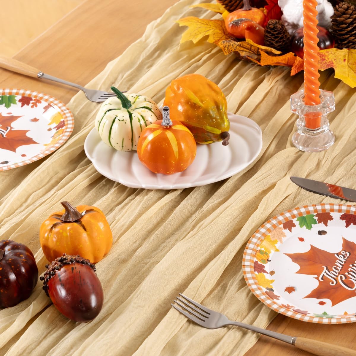 Champagne Gold Cheesecloth Table Runner 10 Pack Fall Table Runners Boho Gauze 120 Inches Champagne Cheese Cloth Fall Table Decorations for Thanksgiving Wedding Bridal Baby Shower Parties