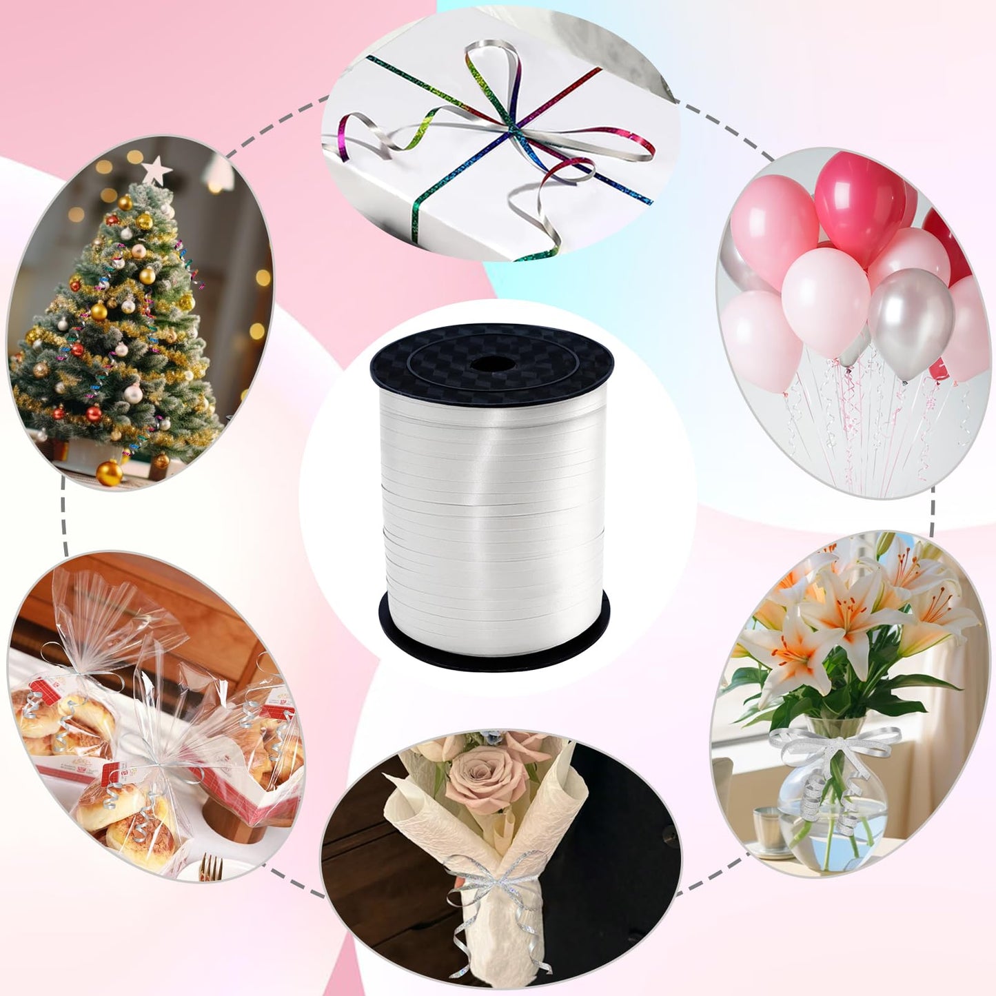 Premium White Curling Ribbon, 500 Yard for Gift Wrapping, Balloon String, Party Decoration, Baby