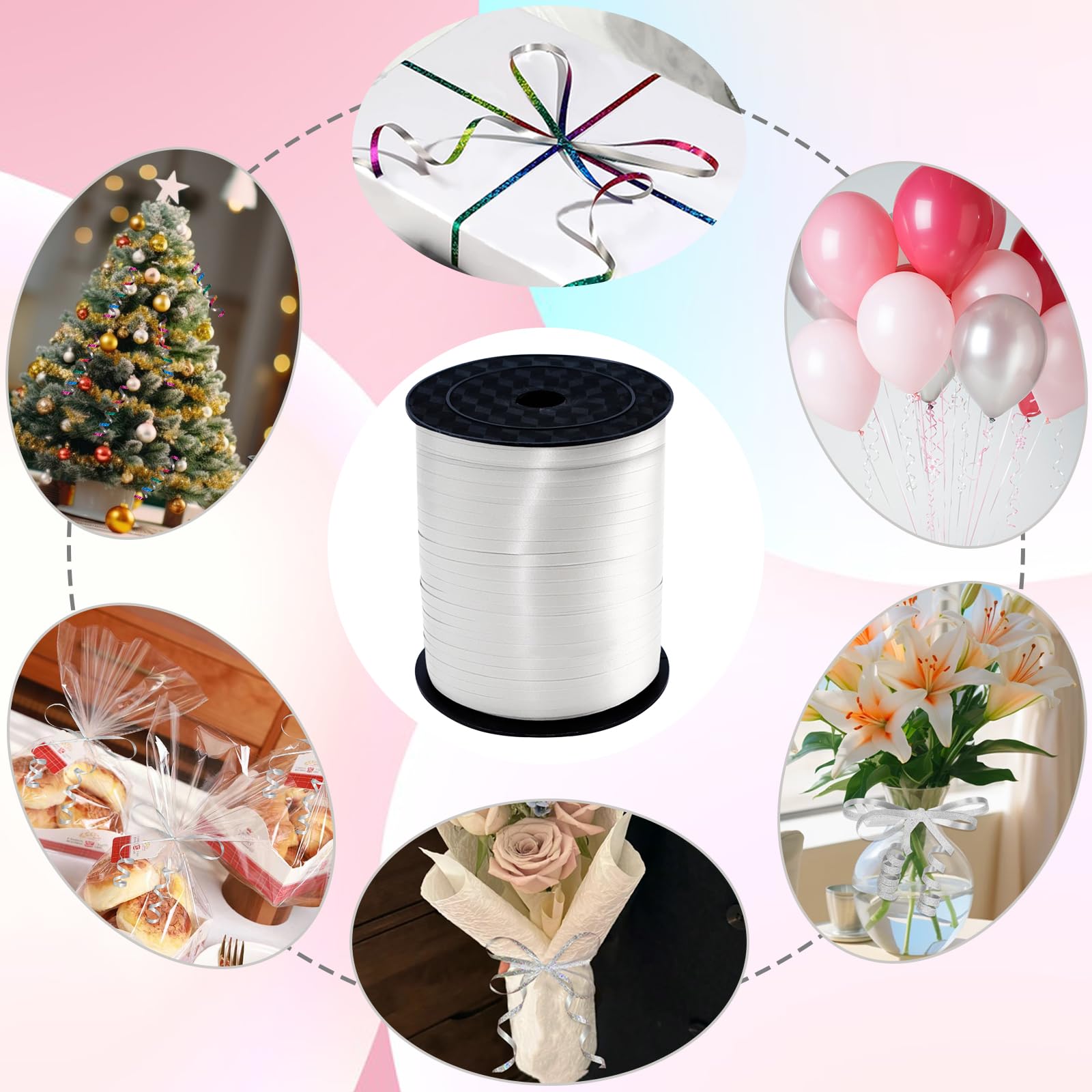 Premium White Curling Ribbon, 500 Yard for Gift Wrapping, Balloon String, Party Decoration, Baby