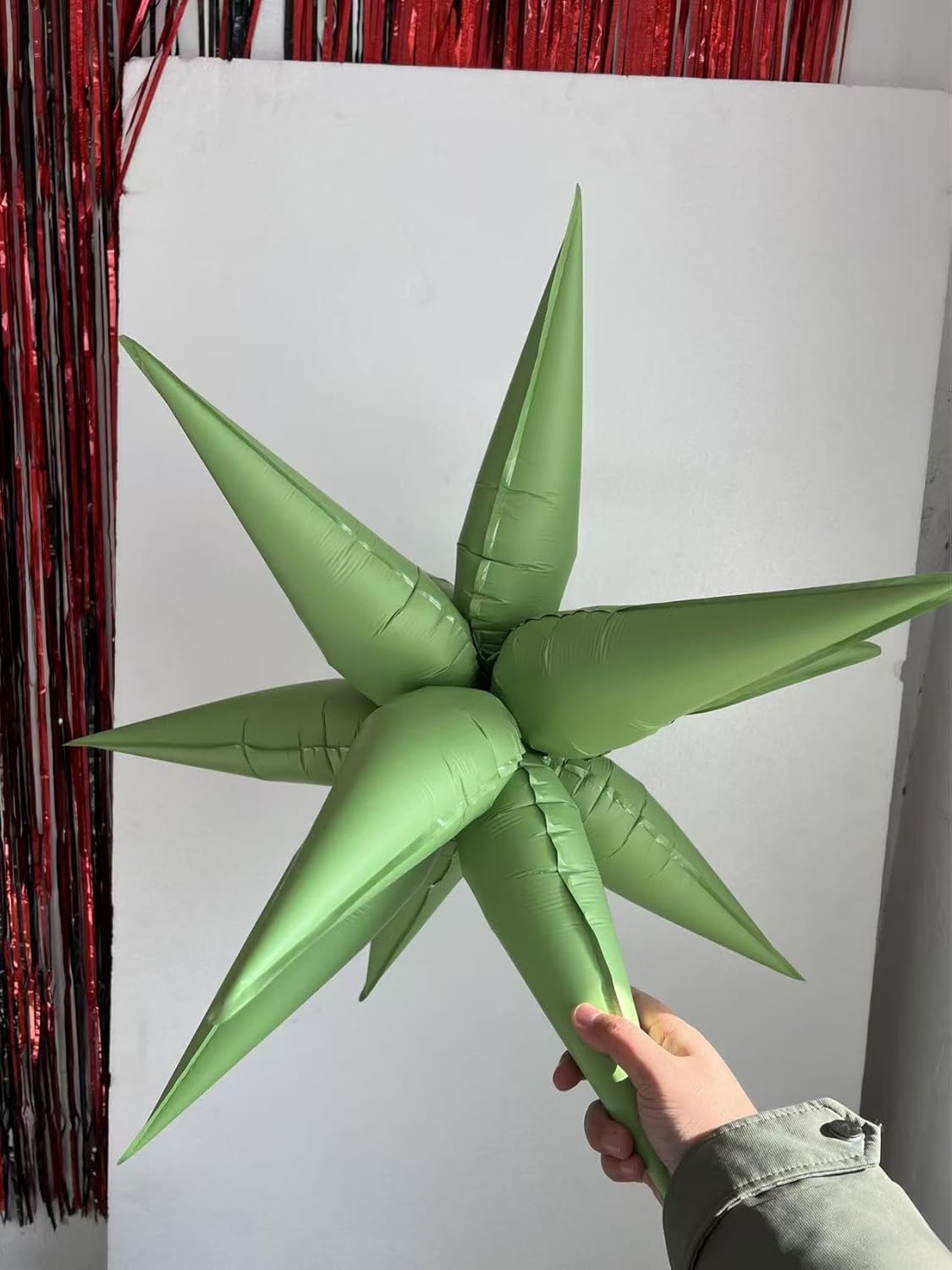 3pcs 26inch 3D matte green Explosion Star foil balloon, matte green Foil Cone Star burst Balloons for Birthday Wedding New Year Party Event