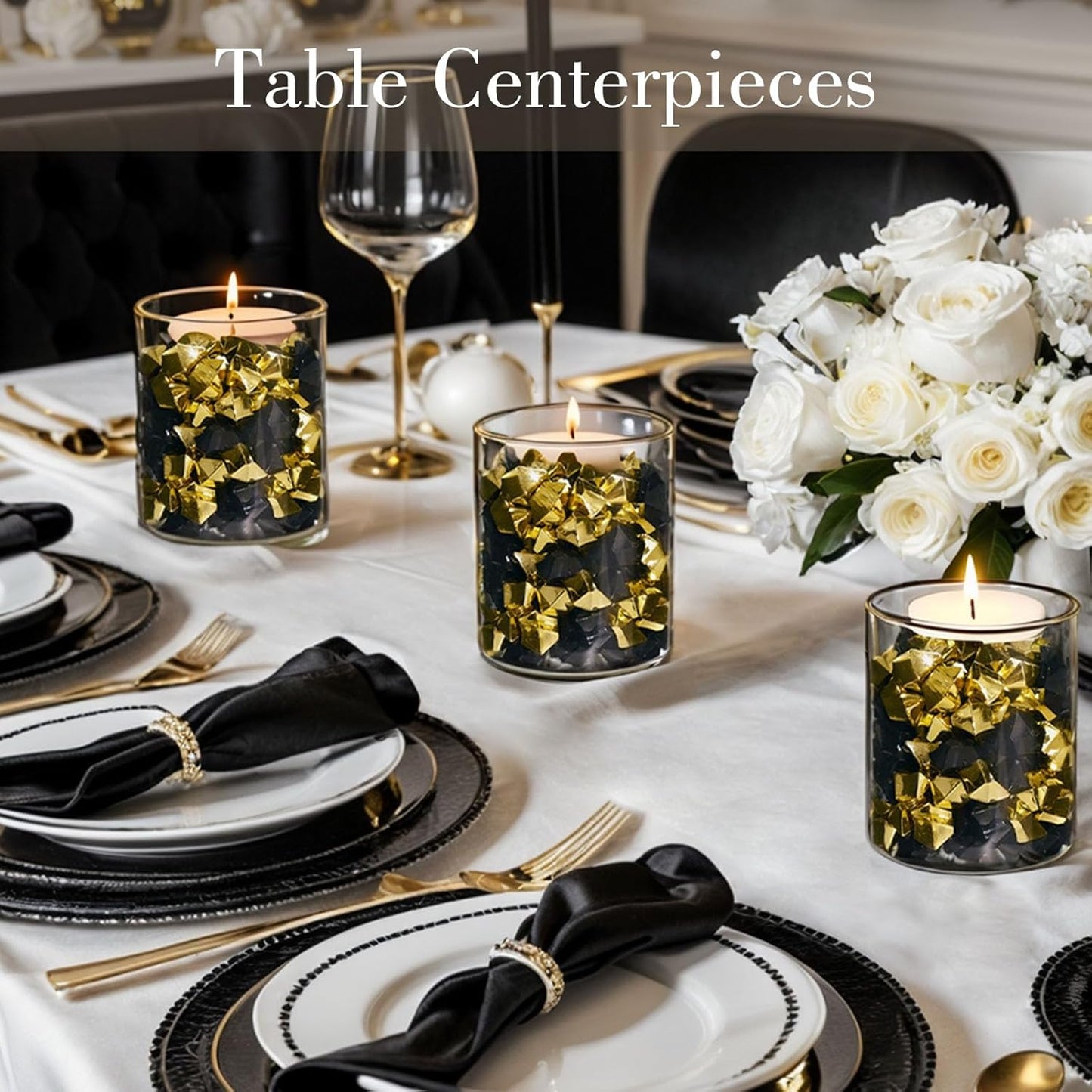 DomeStar 150PCS Fake Gold Ice, Acrylic Ice Fake Plastic Gold Nuggets Rocks Gems Marble Vases Fillers for Table Scatter Birthday Wedding Party Decoration