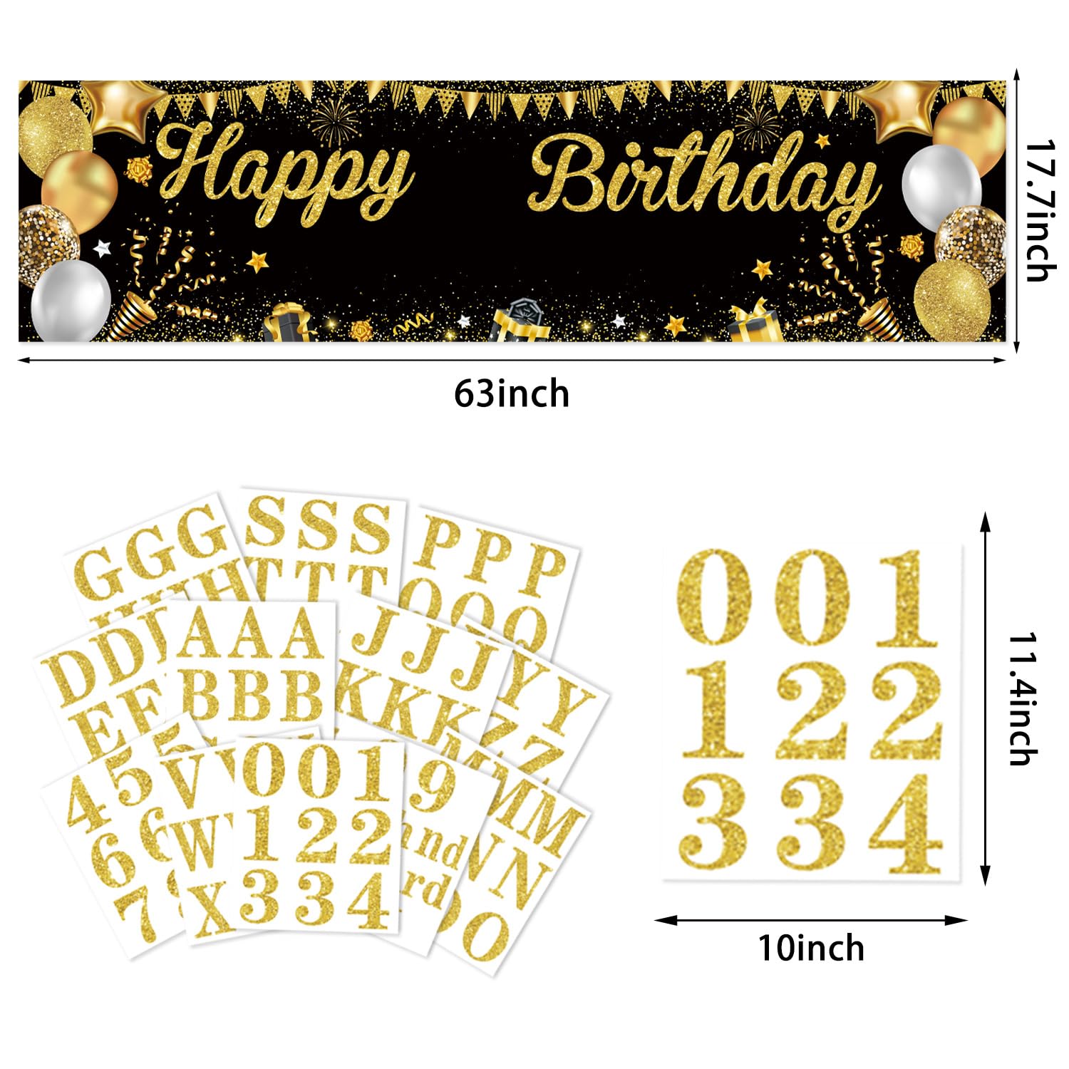 Personalized Birthday Banner for Party, with Name & Ages Option-Custom DIY Alphabet & Numbers