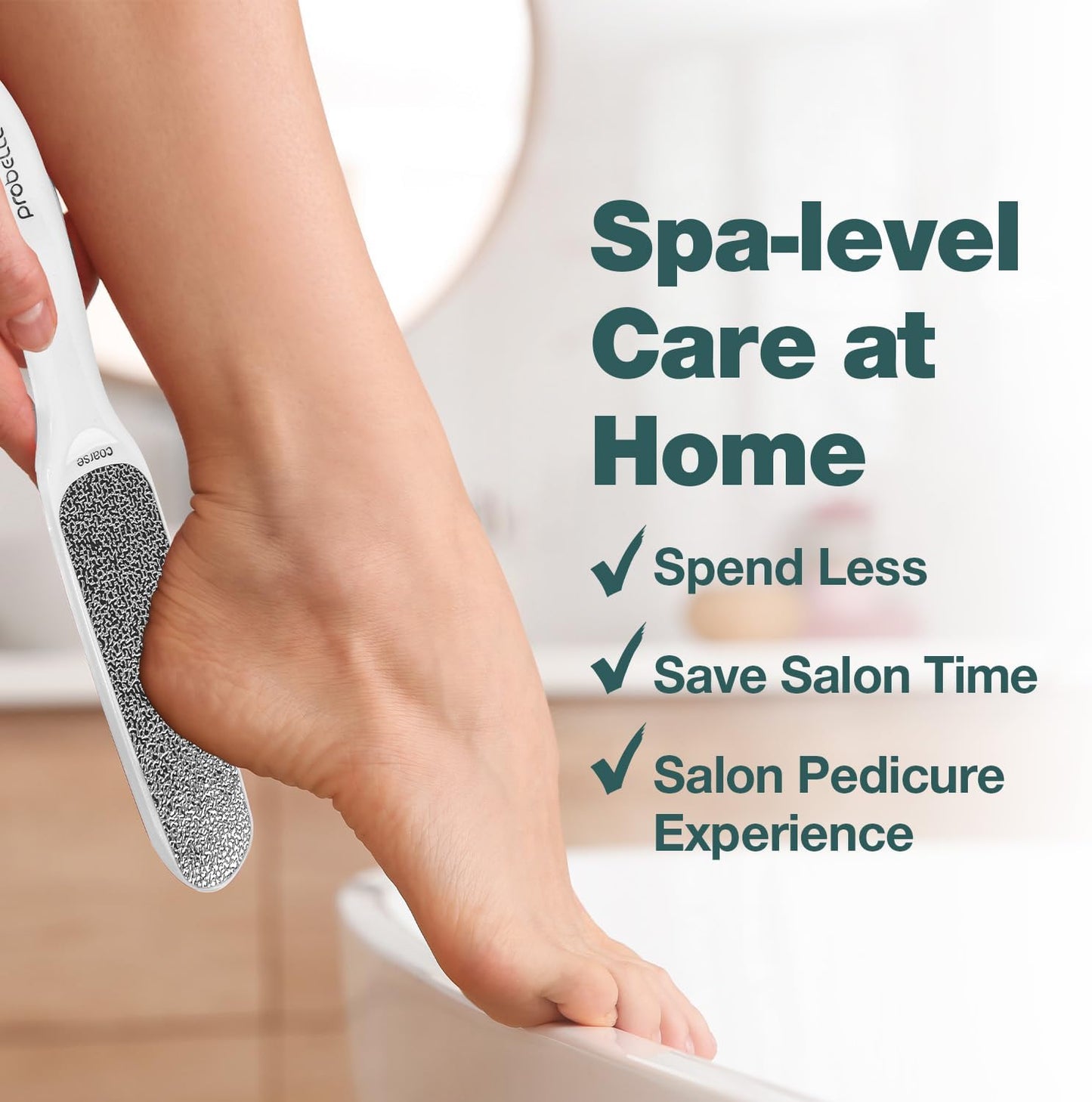 Probelle Double Sided Multidirectional Nickel Foot File Callus Remover - Immediately Reduces calluses and Corns to Powder for Instant Results, Safe Tool (White)