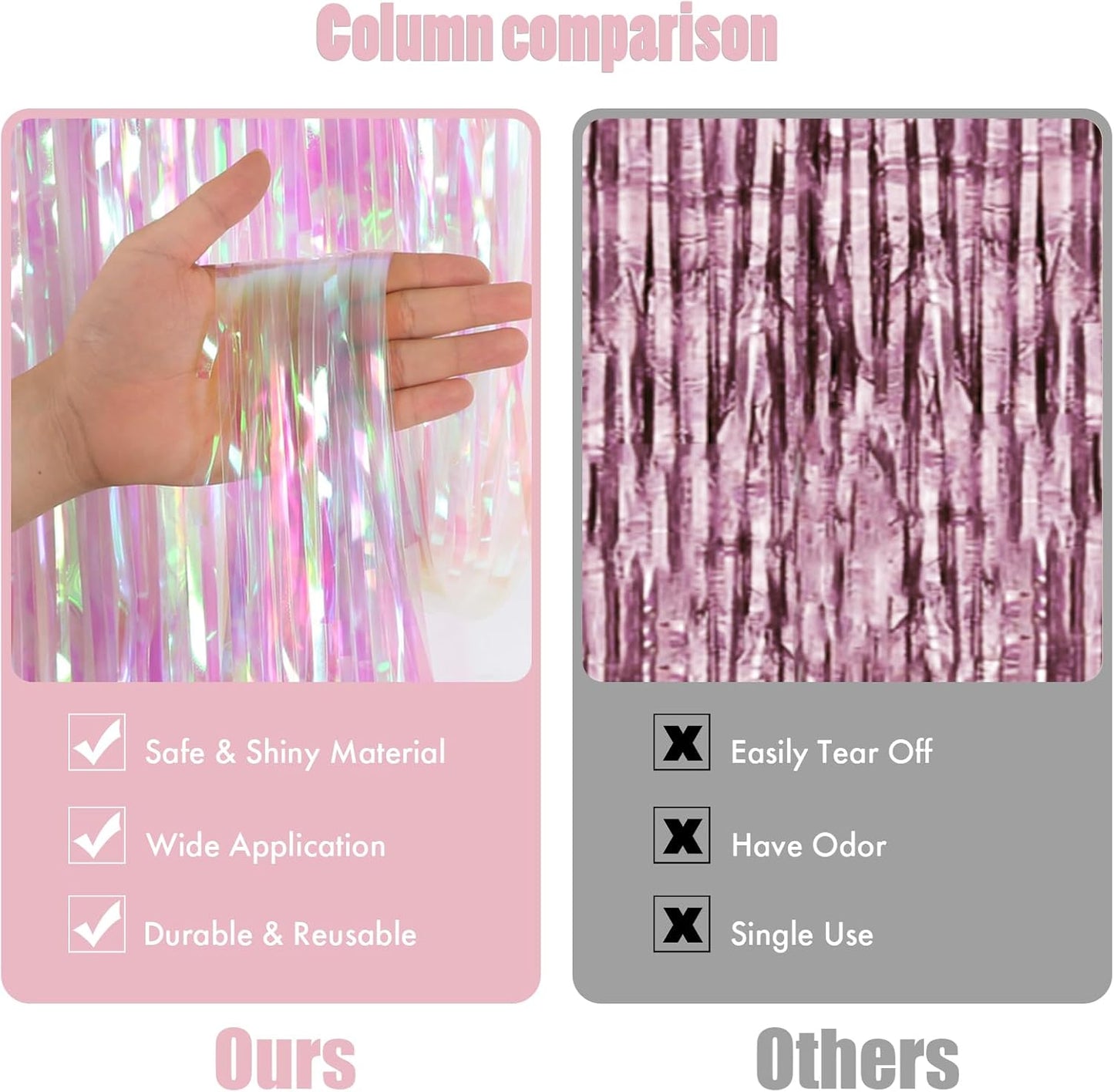 CANREVEL 2 Pack 3.2x6.5 Feet Iridescent Foil Fringe Backdrop Curtains, Clear Tinsel Photo Booth Props Streamers Party Decorations for Birthdays Engagement Christmas Party