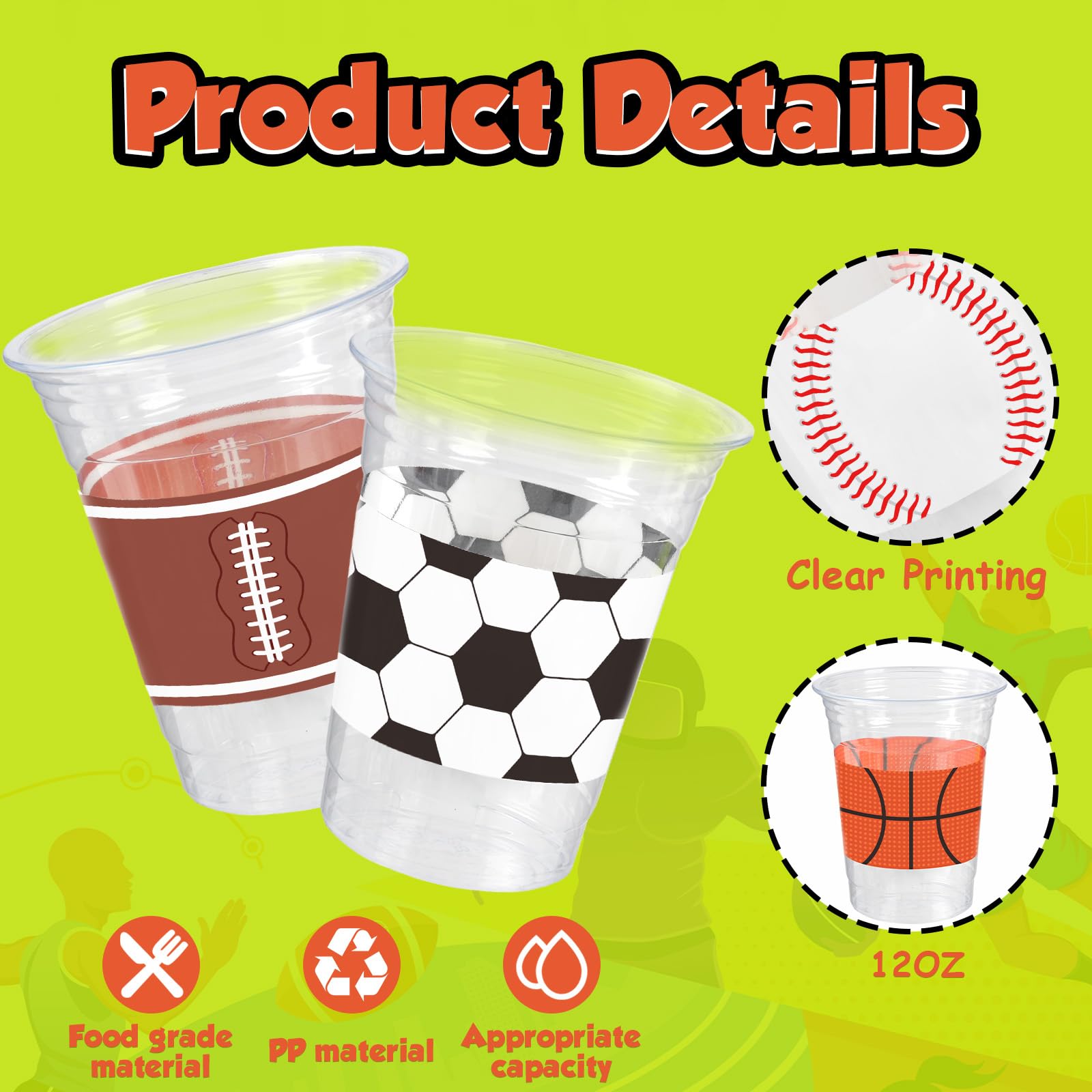 CUPLOOV Sports Theme Birthday Party Decoration Cups for Kids Favors