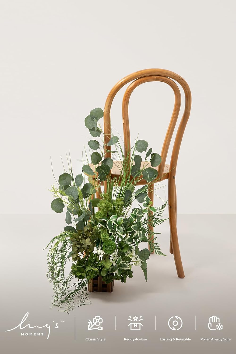 Ling's moment 17.5" Tall Free-Standing Artificial Flowers Arrangements 4 pcs Wedding Aisle Runner Chair Decorations White & Green Centerpieces for Ceremony Reception Rose Floral Party Outdoor