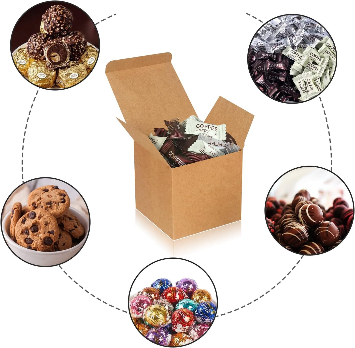 100 Pack Small Gift Boxes, 2x2x2 Inches Favor Boxes Brown Paper Gift Boxes with Lids for Presents, Crafting, Cupcake Boxes, Gifts, Candy Boxes for Wedding Party Bridal Shower Baby Shower Favors